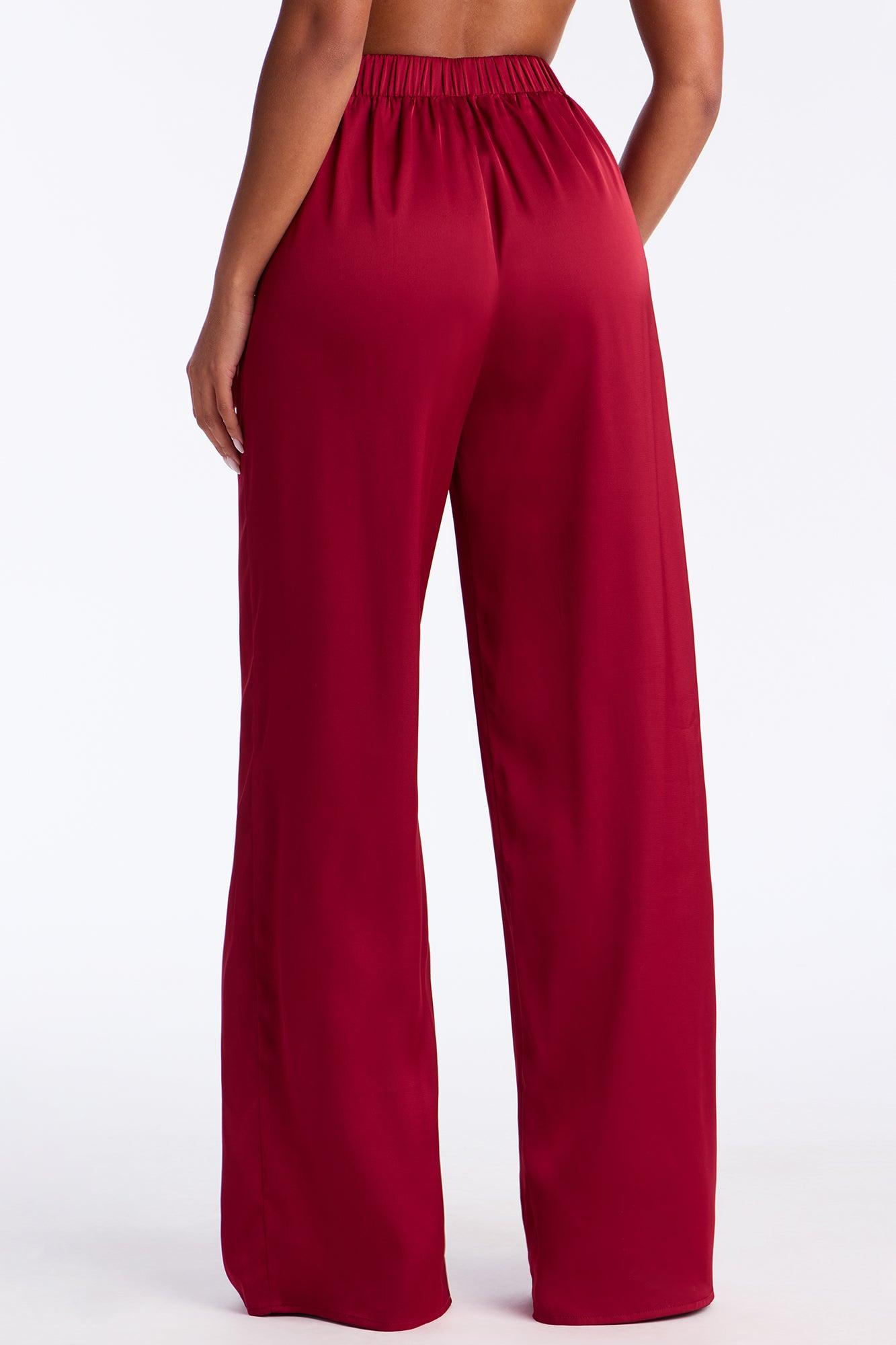 Claudia Satin Wide Leg Pant 32″ - Red Female Product Image