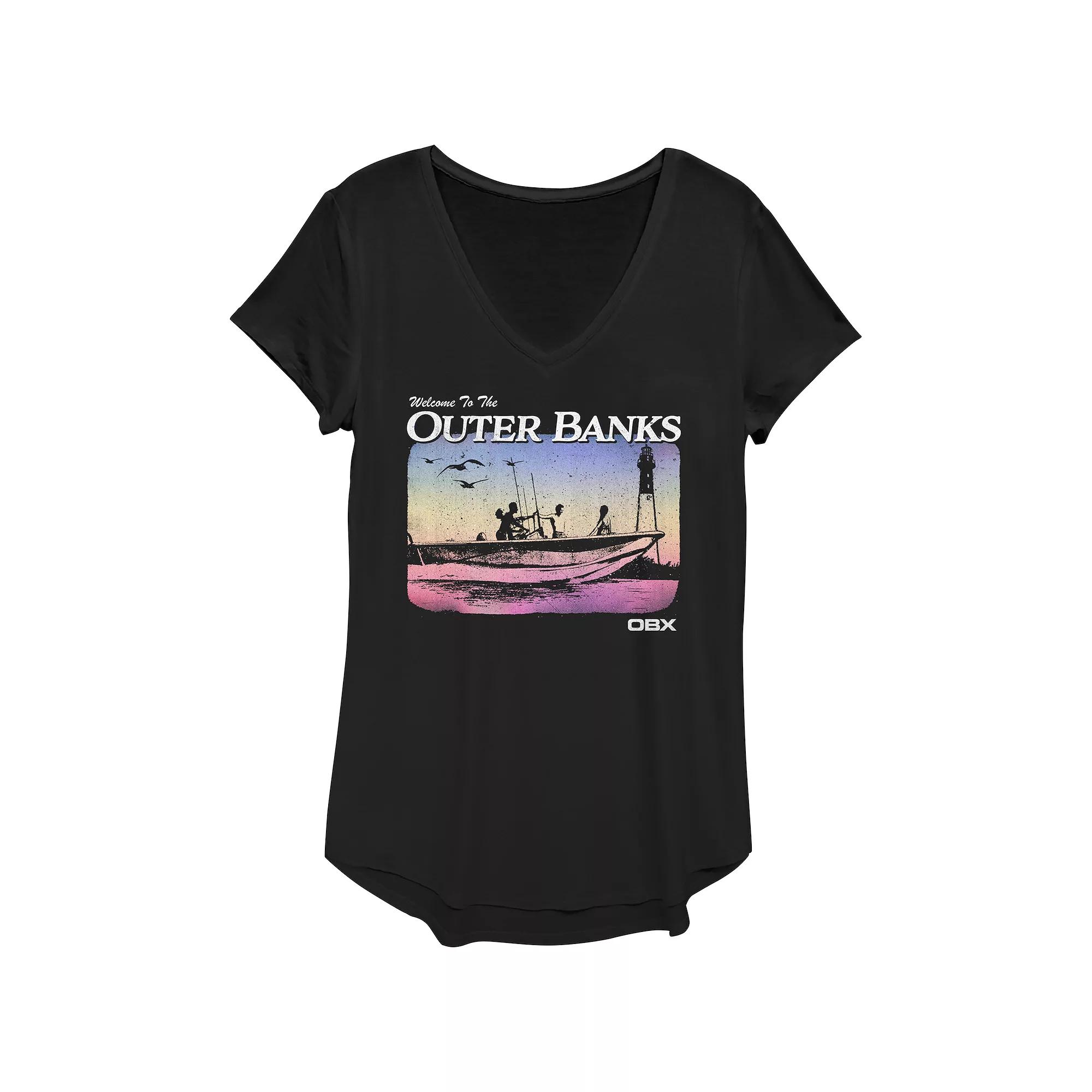 Women's Welcome To The Outer Banks Graphic Tee, Girl's, Size: XS, Black Product Image