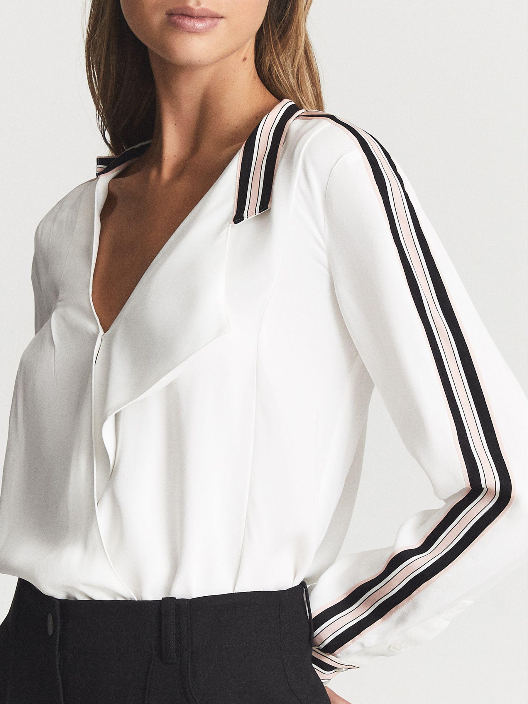 Colourblock Detail Blouse in White Product Image