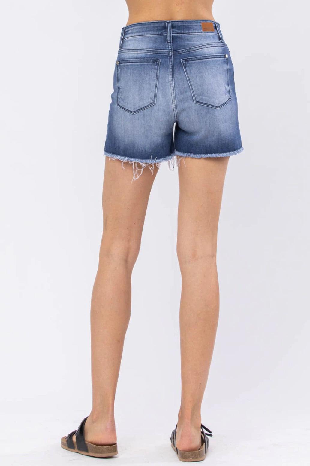 Karina Hi Rise Button Fly Grey Judy Blue Jean Shorts Product Image