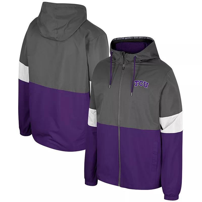 Men's Colosseum Charcoal TCU Horned Frogs Miles Full-Zip Jacket, Size: Large Product Image
