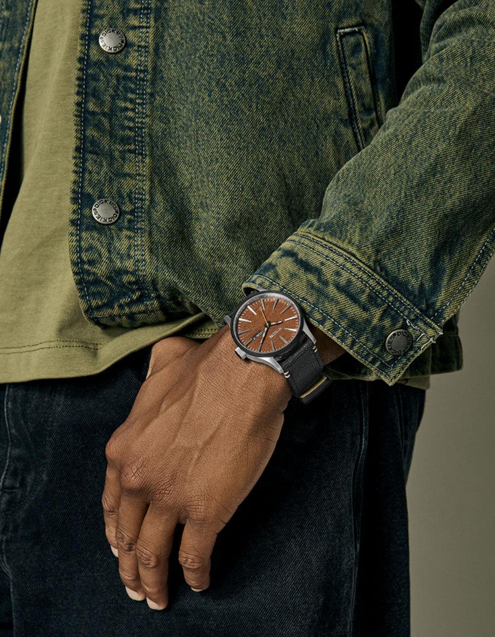 NIXON Sentry Leather Watch - WOOD Product Image