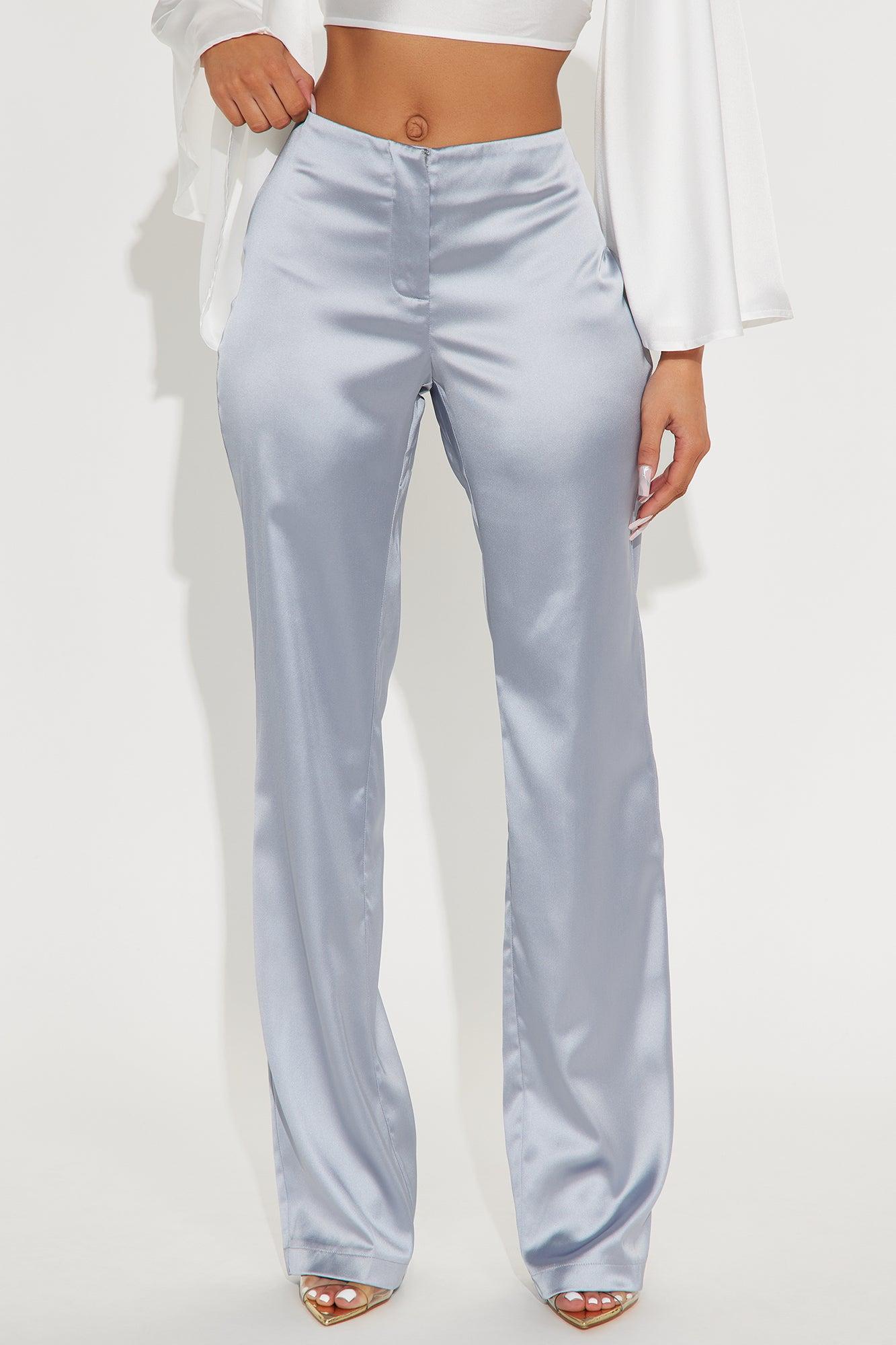Amayah Satin Trouser - Silver Product Image