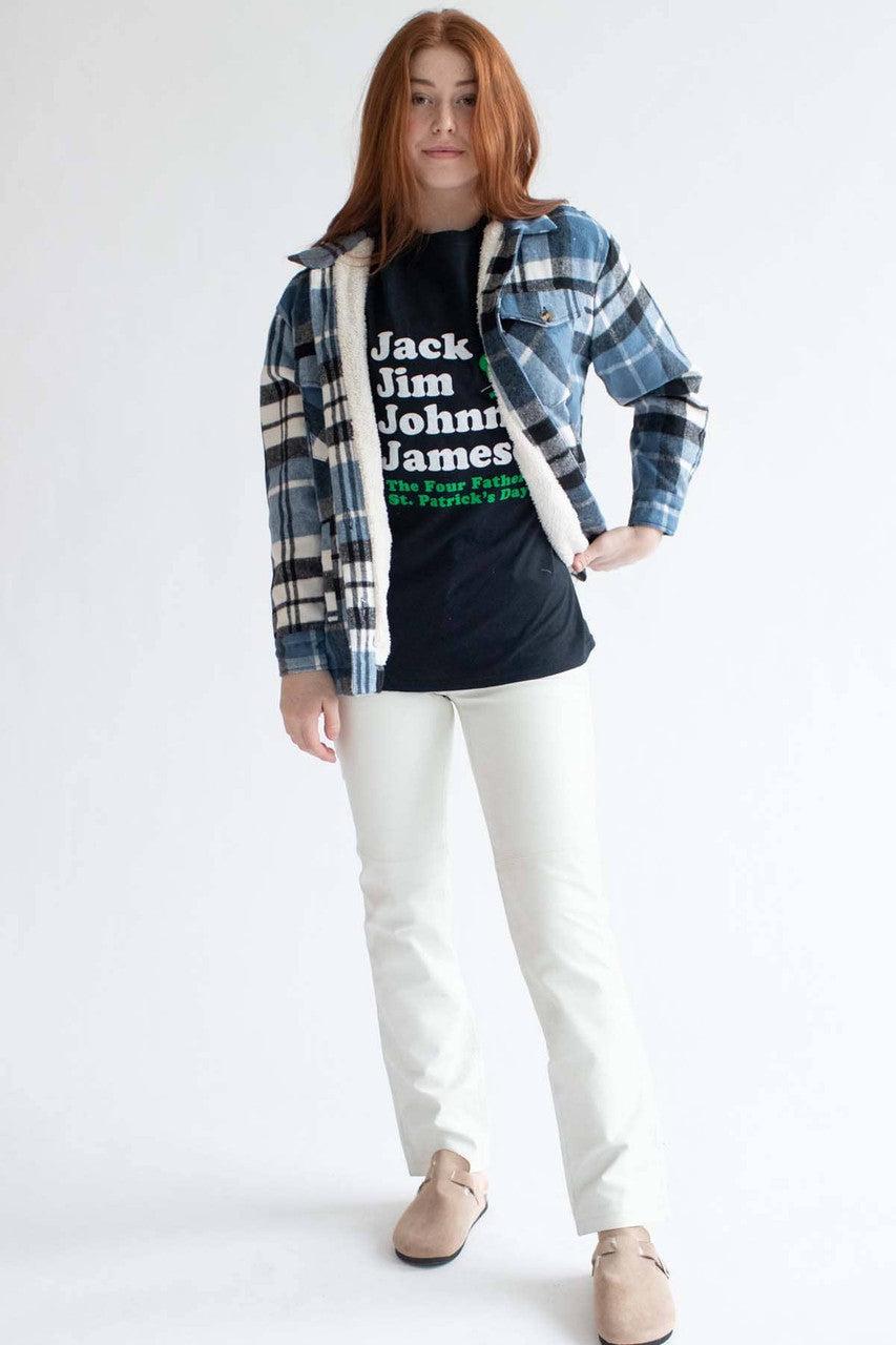 Black & Blue Plaid Sherpa Lined Shacket Product Image