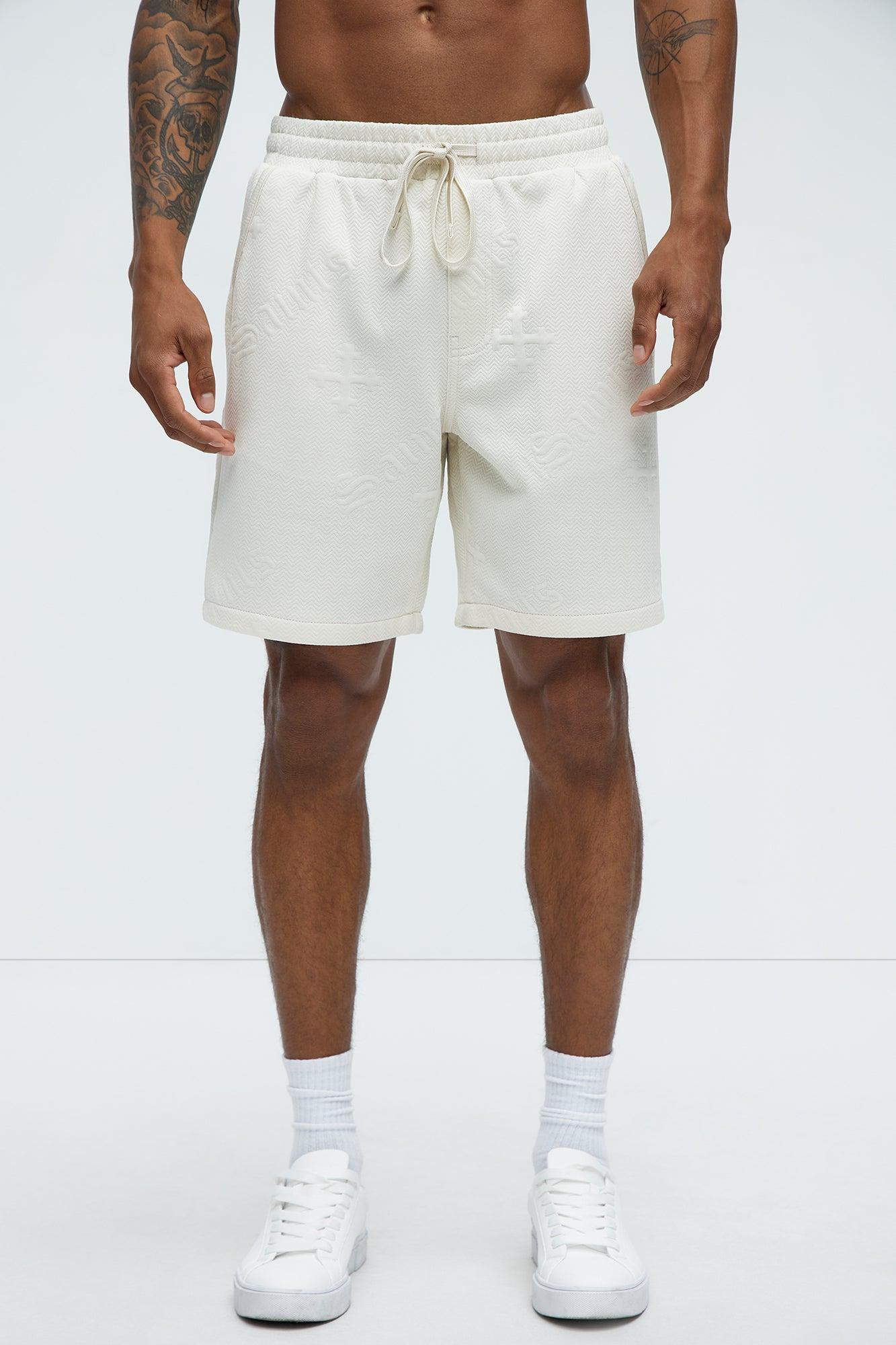 Aegis Cross Embossed Relaxed Shorts - Off White Product Image