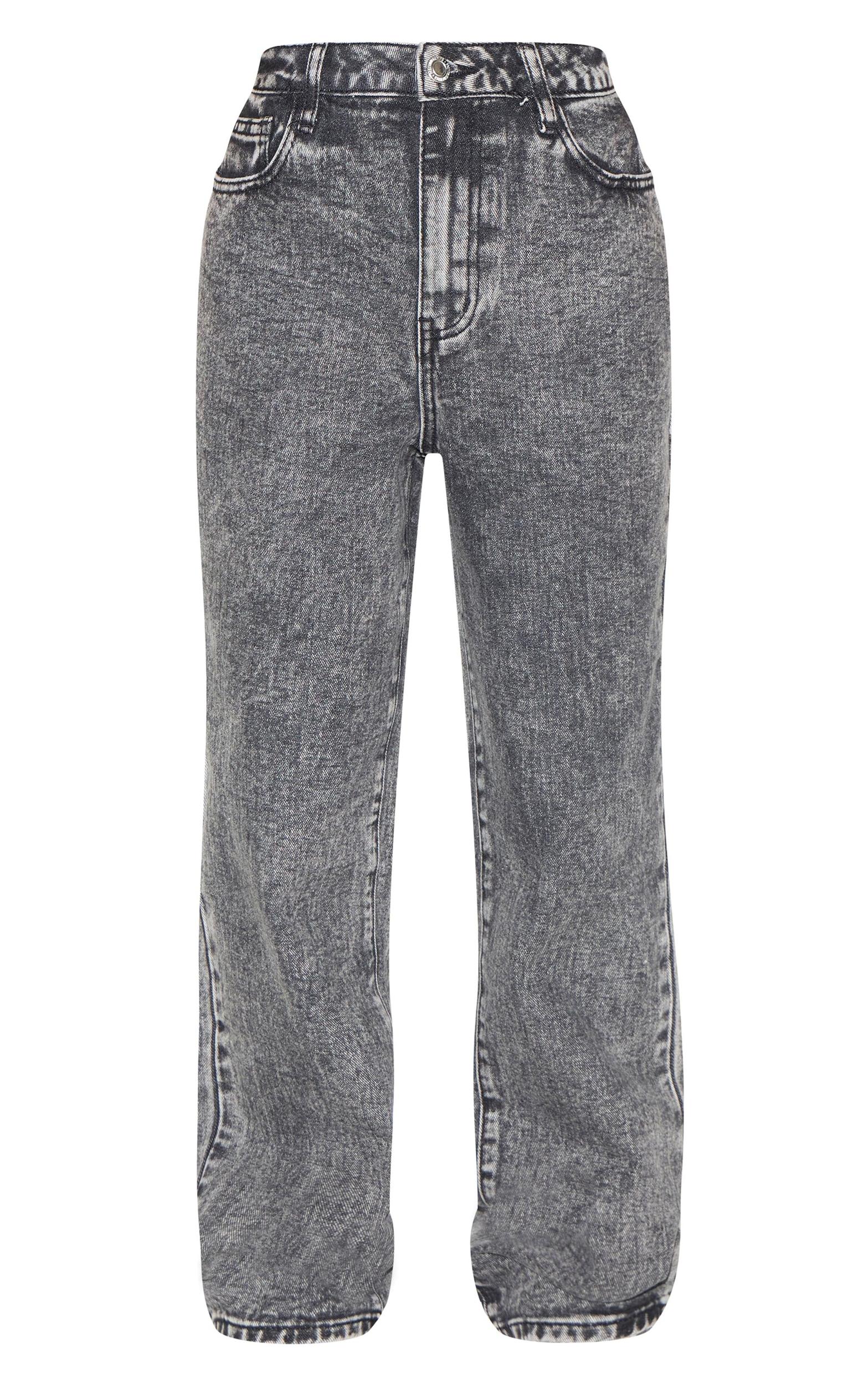 Petite Washed Grey High Waist Straight Leg Jeans Product Image