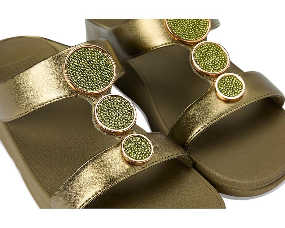 Lulu Adjustable-Buckle Metallic-Leather Slides Product Image