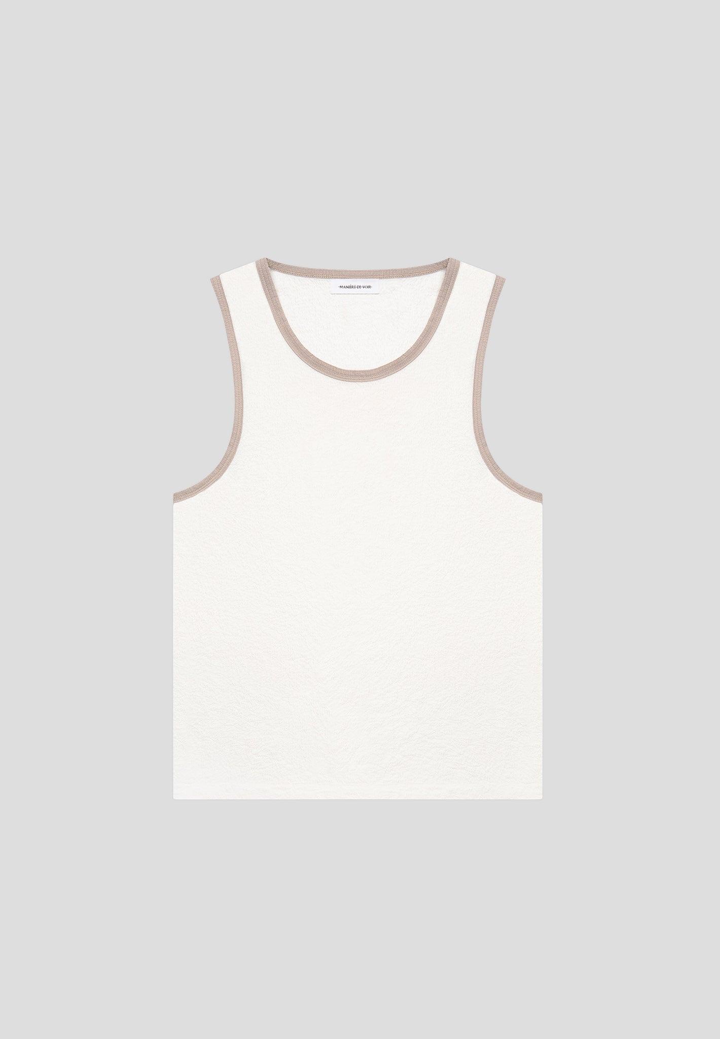Seersucker Vest - White/Beige Male Product Image