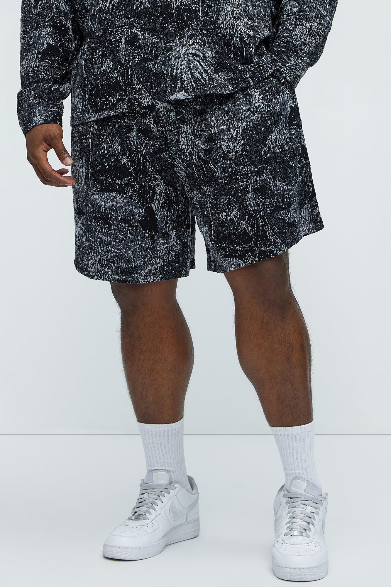 Grainy Tropics Relaxed Knit Shorts - Black/combo Product Image