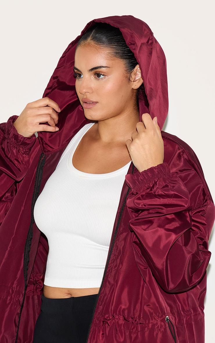 Plus Burgundy Toggle Detail Midi Windbreaker Product Image