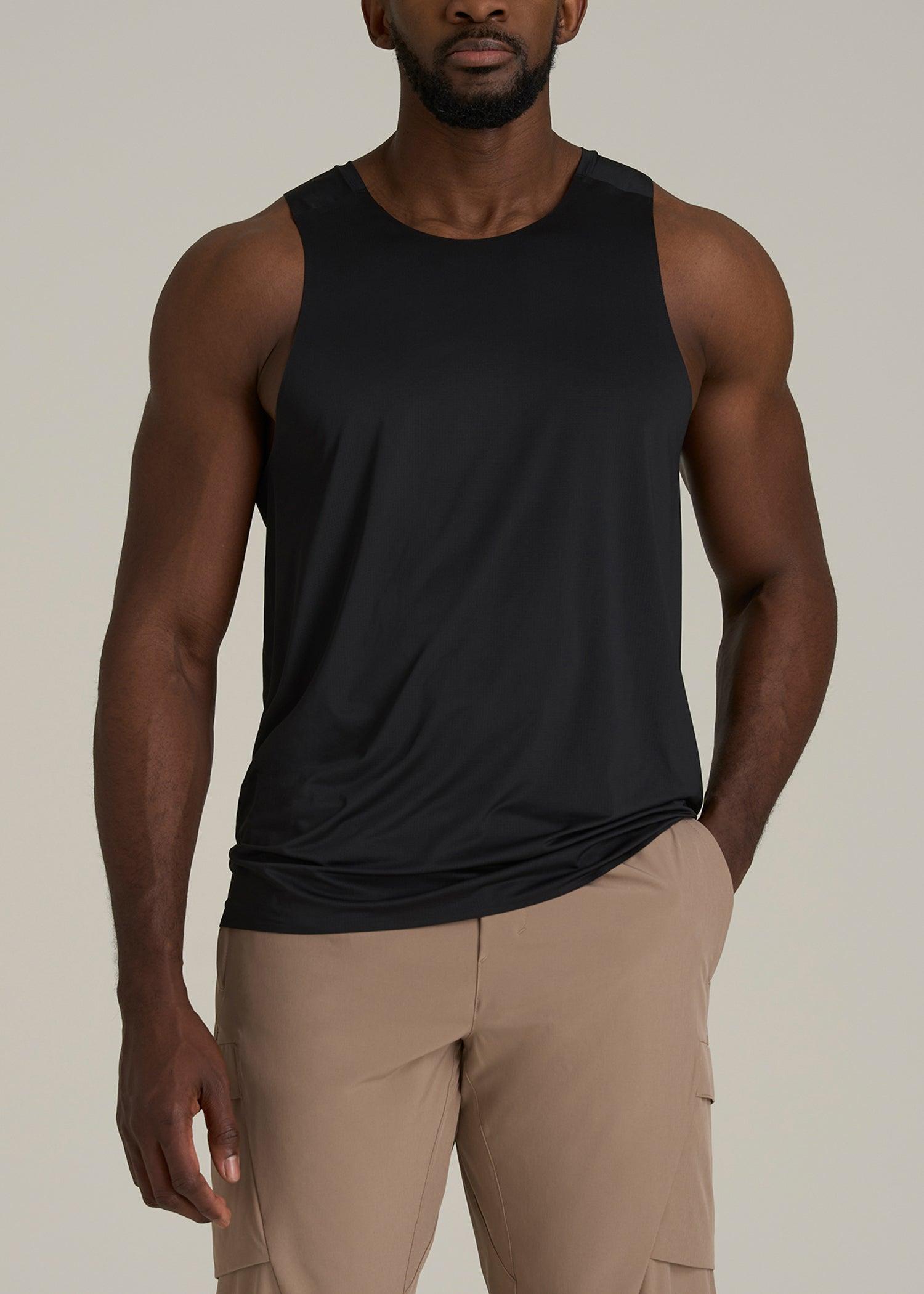 Perforated Training Singlet for Tall Men in Black Product Image