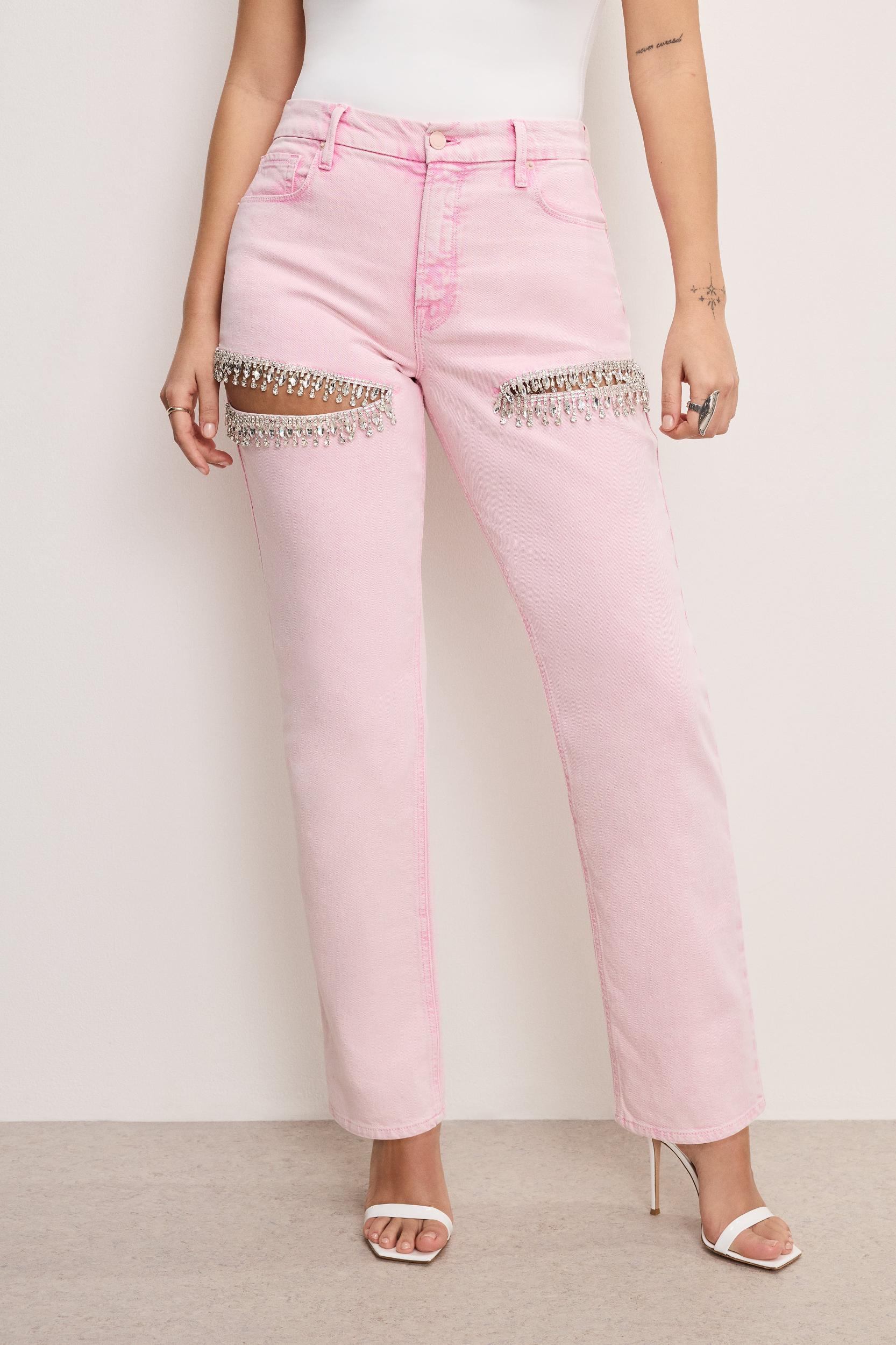GOOD ICON STRAIGHT DIAMOND JEANS | MINERAL ROSE QUARTZ001 Product Image