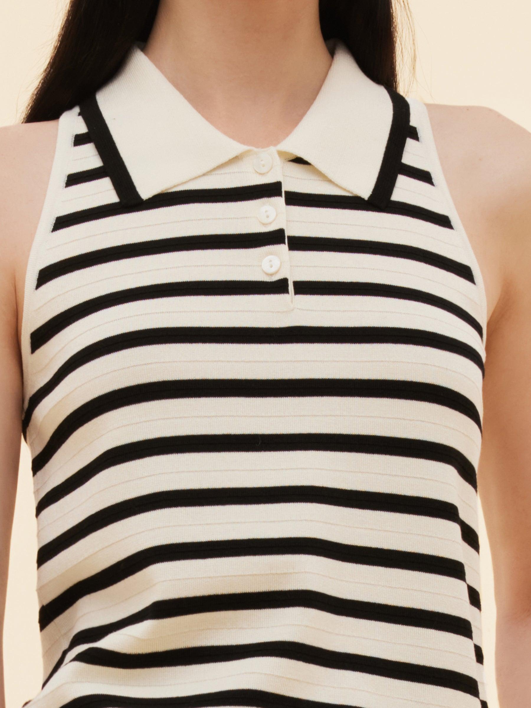 Tencel Blend Stripe Women Knit Tank Top Product Image