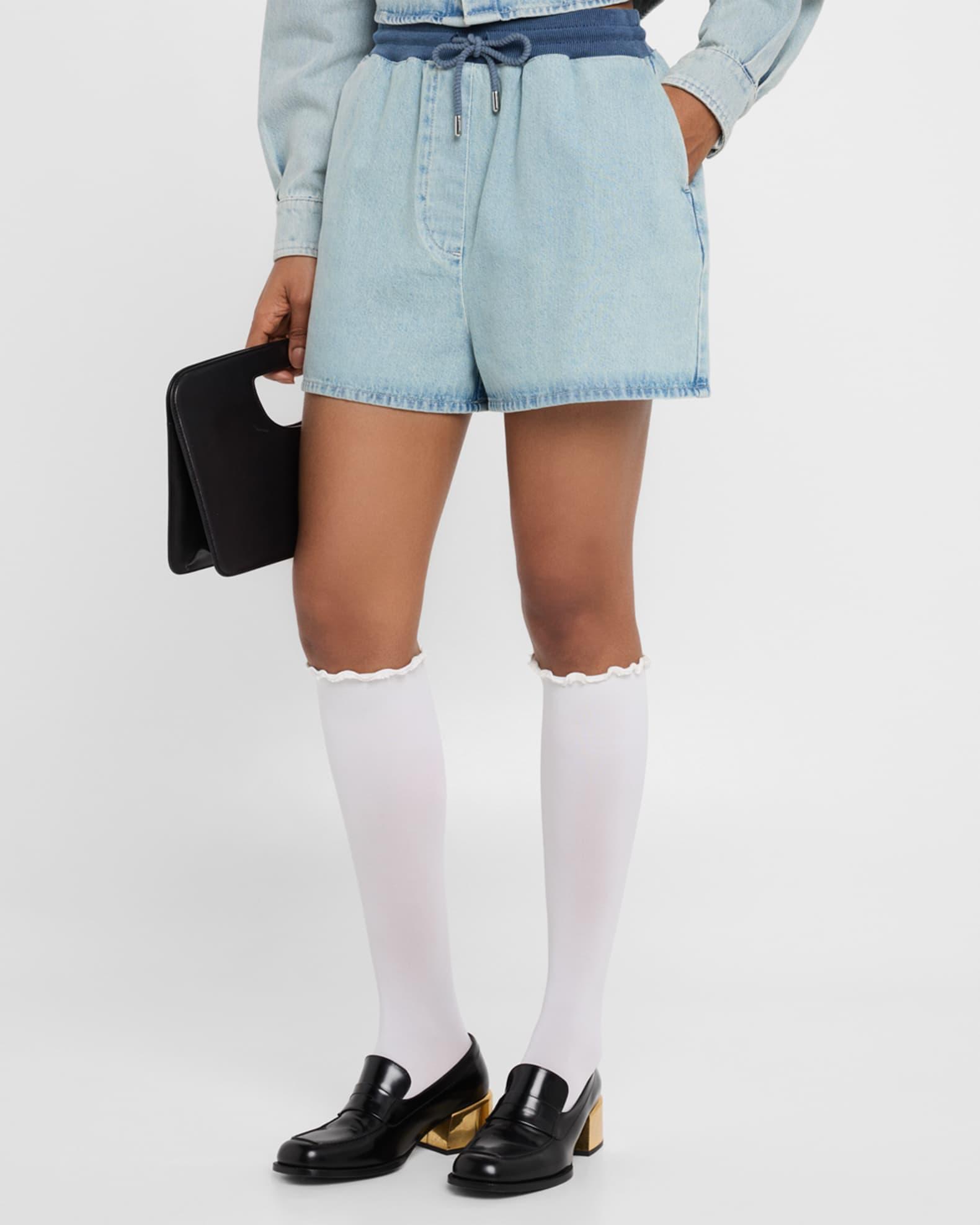 Drawstring Denim Shorts Product Image