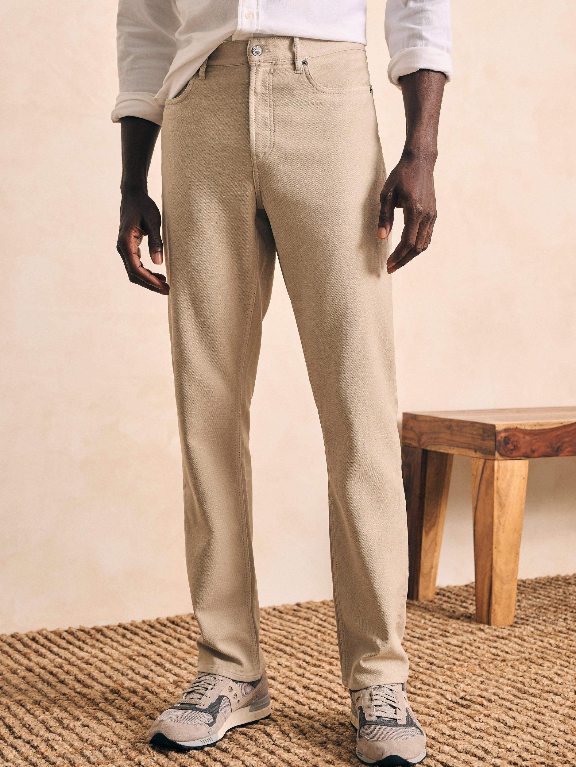 Stretch Terry 5-Pocket Athletic Fit Pant - Stone Male Product Image