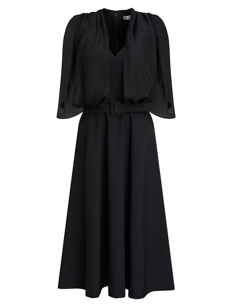 Womens Deanna Crepe-Chiffon V-Neck Midi-Dress Product Image