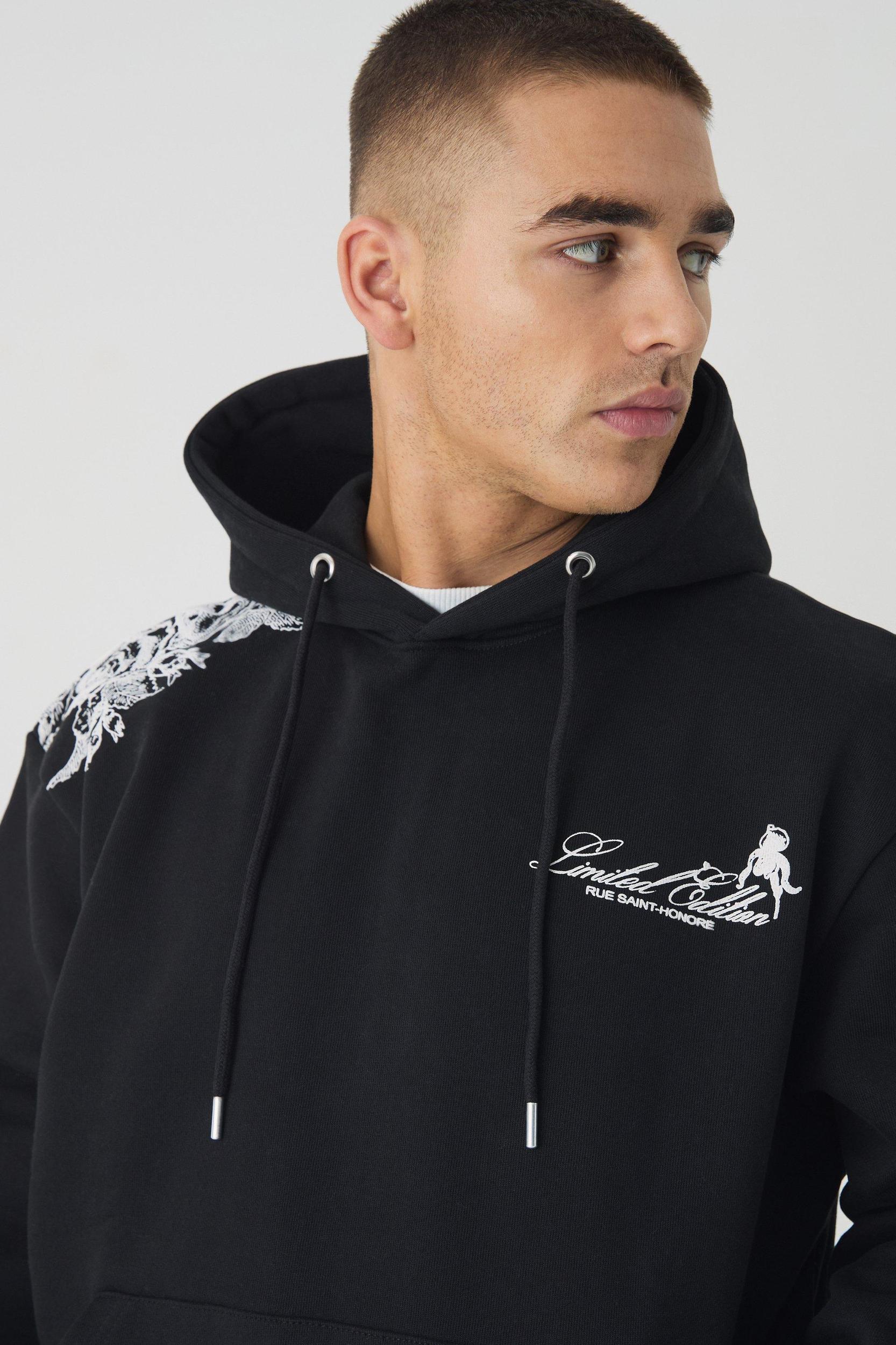 Smart Oversized Boxy Super Heavyweight Puff Print Hoodie | boohooMAN USA Product Image