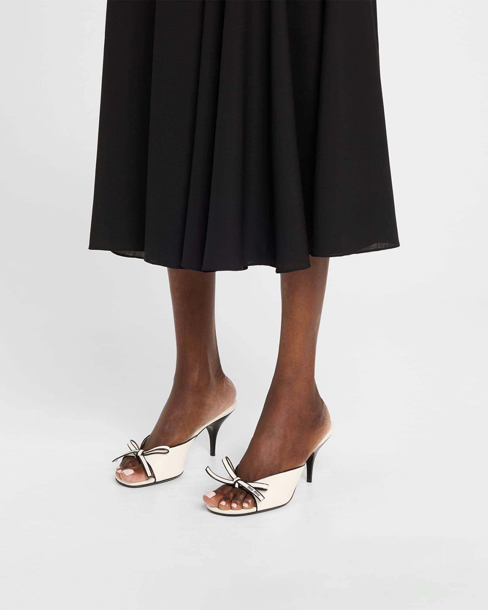 Nappa Leather Bow Mule Sandals Product Image