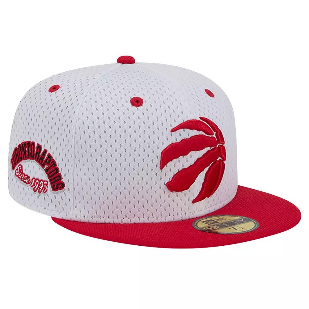 Men's New Era White/Red Toronto Raptors Throwback 2Tone 59FIFTY Fitted Hat, Size: 7 1/8, Rpt White Product Image
