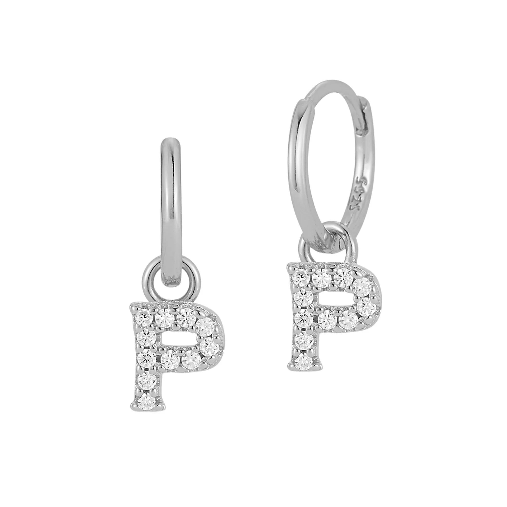 Sunkissed Sterling Cubic Zirconia Initial Drop Earrings, Women's, Silver Tone P Product Image