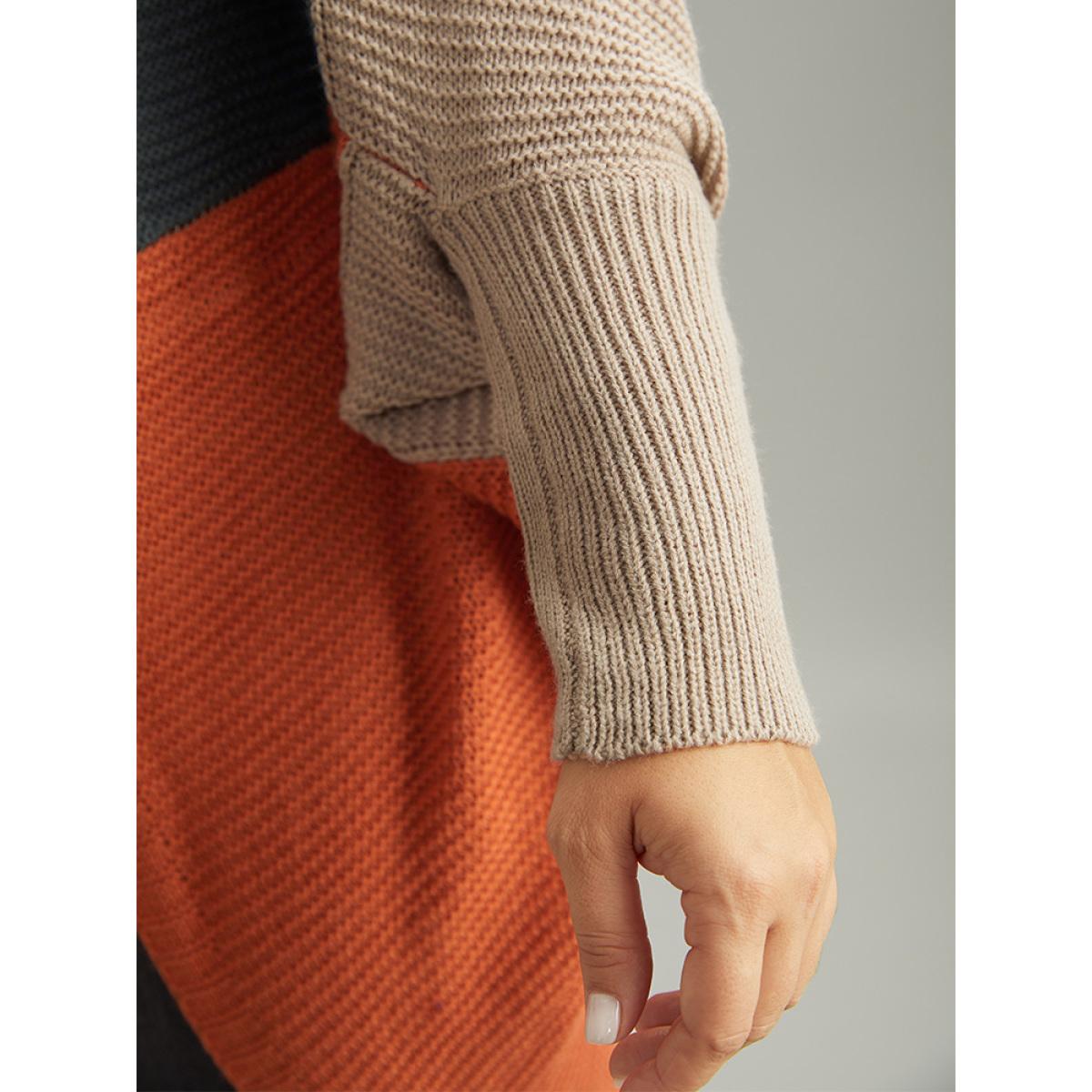 Plus Size Colorblock Batwing Sleeve Patchwork Cardigan Multicolor Women Casual Loose Long Sleeve Everyday Cardigans BloomChic 26/4X Product Image