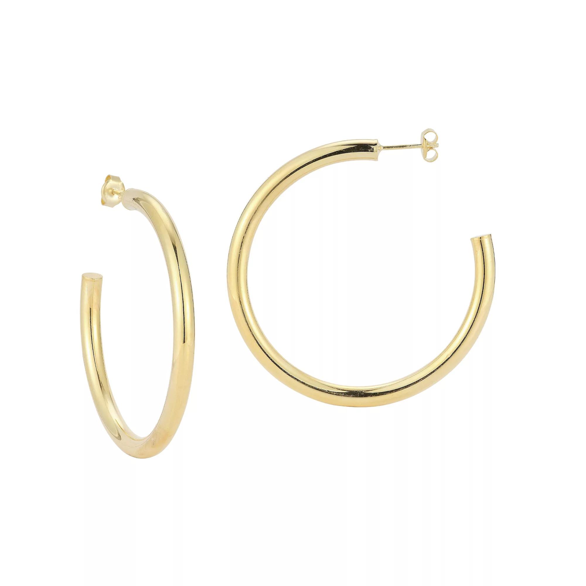Sunkissed Sterling 14k Gold Over Silver Thick Hoop Earrings, Women's, Silver Tone Product Image