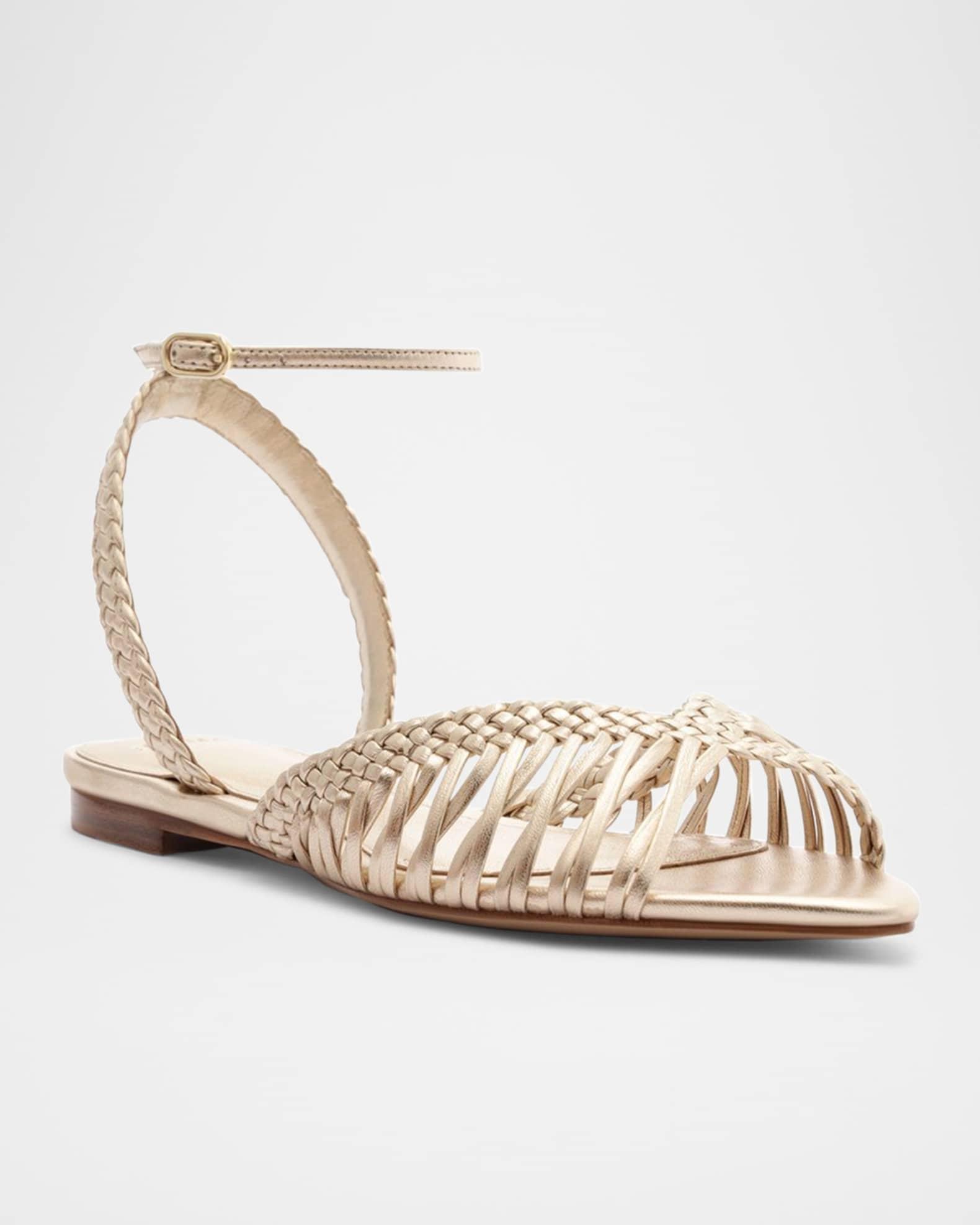 Agatha Braided Metallic Leather Flat Sandals Product Image