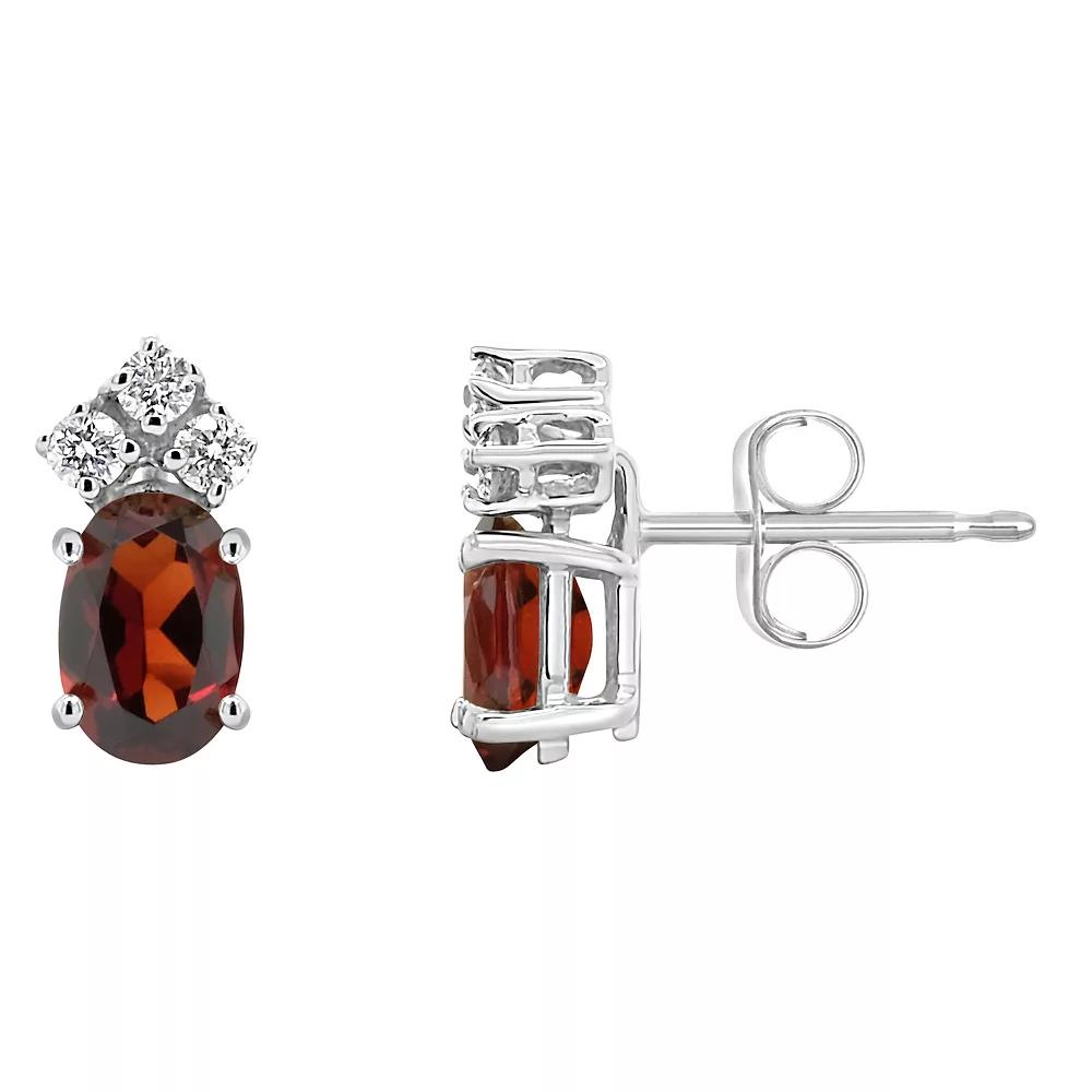 Celebration Gems 14k Gold Oval Emerald & 1/8 Carat T.W. Diamond Stud Earrings, Women's Product Image