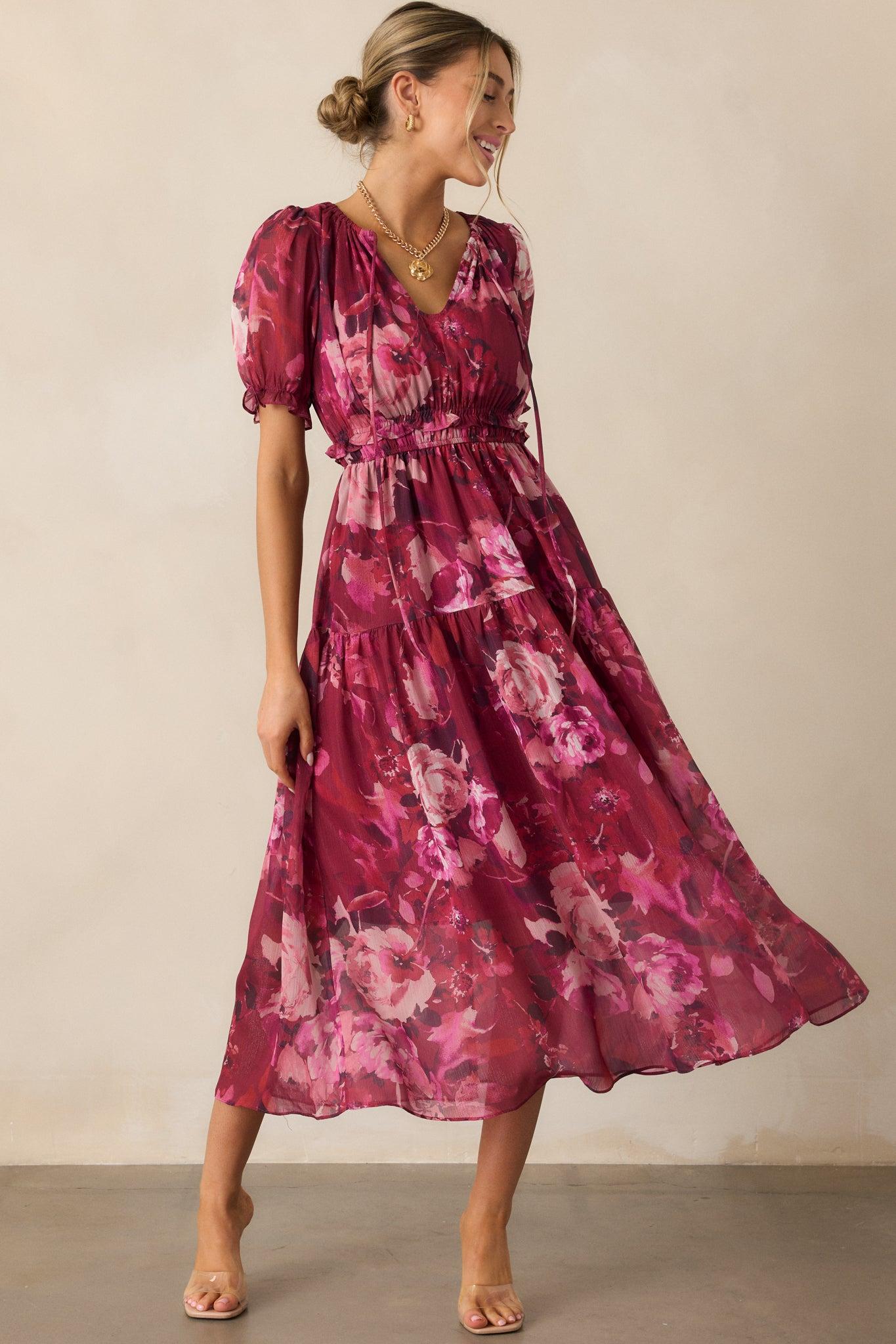 Meadows Call Berry Floral Maxi Dress Product Image