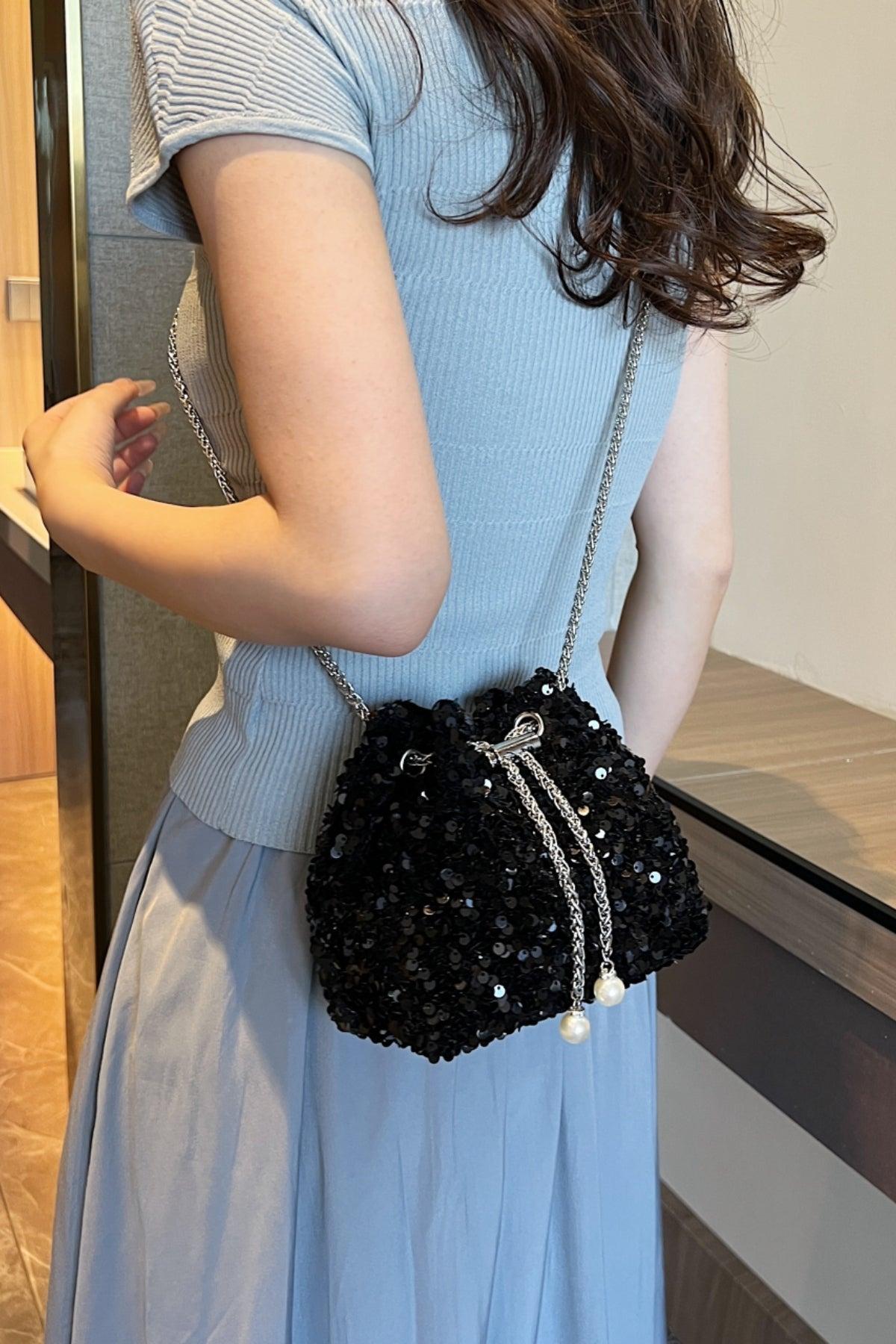 Sequin Chain Drawstring Bucket Bag Product Image