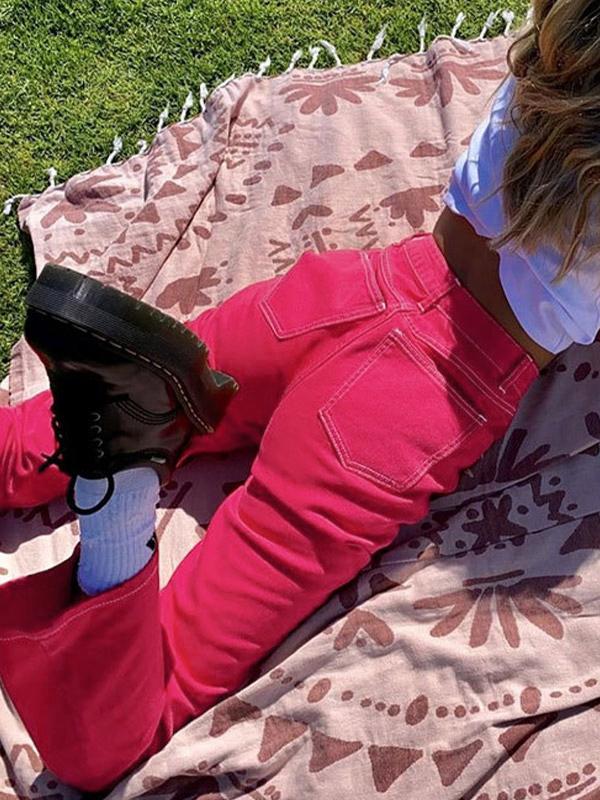 Stitched Detail Washed Boyfriend Jeans Product Image