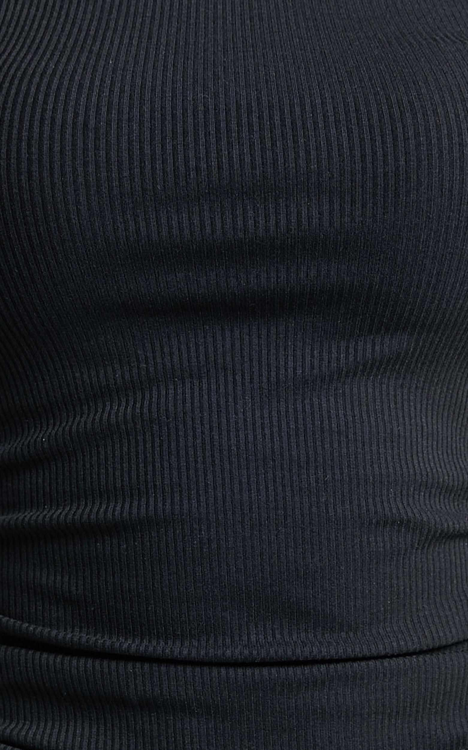 Carly Midi Dress - High Neck Ruched Dress in Black Product Image