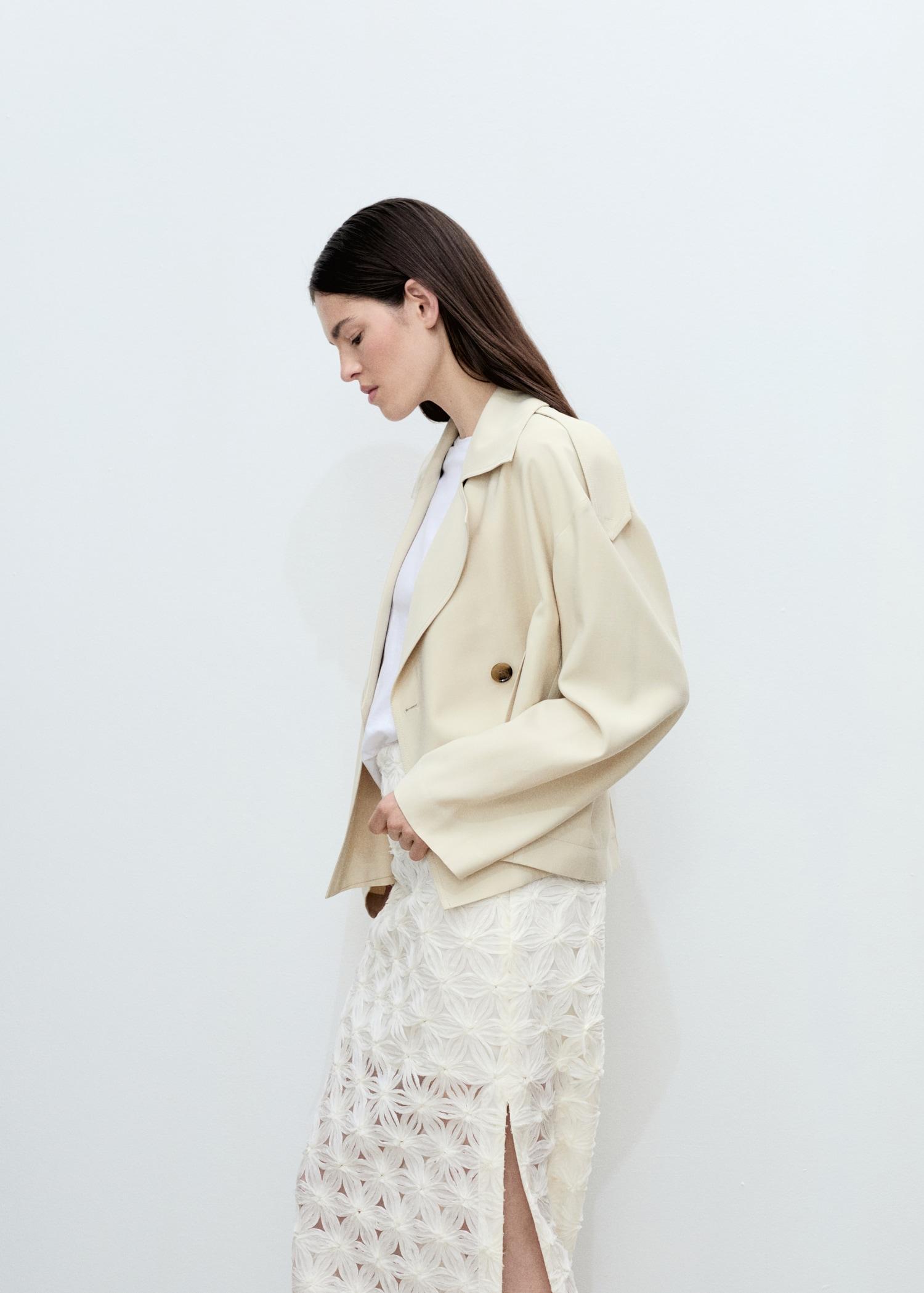 Openwork textured floral skirt - Women | MANGO USA Product Image