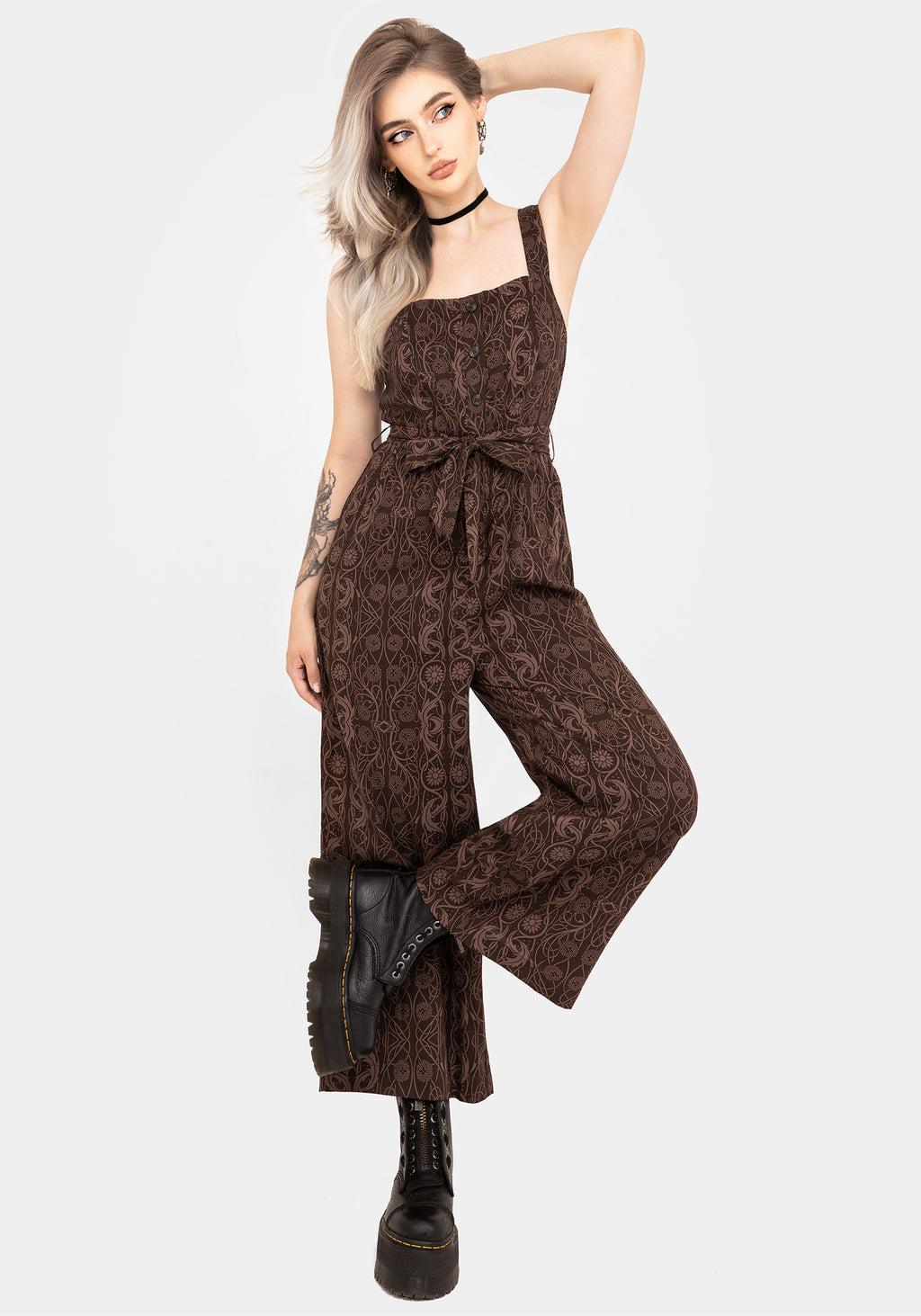 Fianna Wide Leg Jumpsuit - Brown Product Image