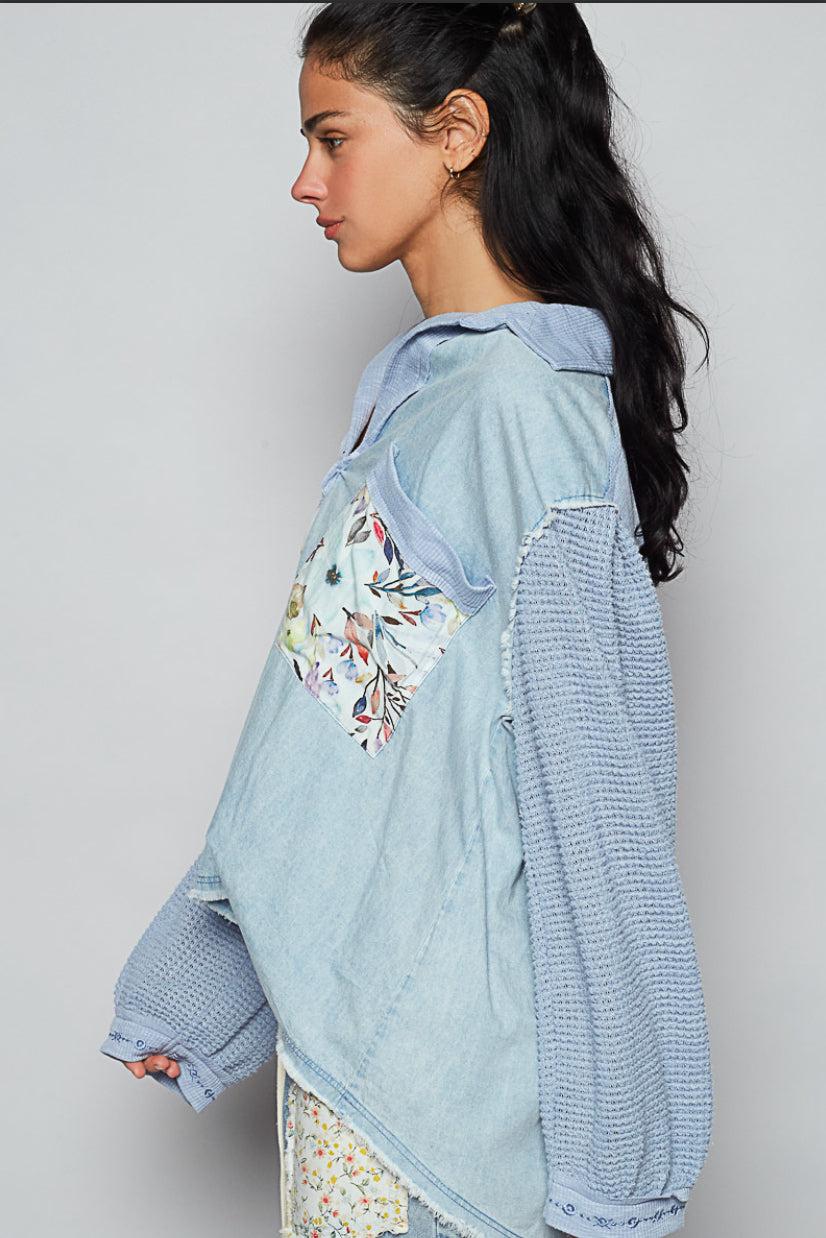Denim and Floral Tunic Product Image