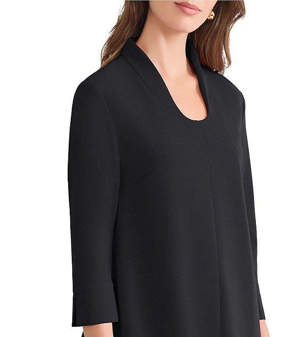 Ming Wang Stretch Crepe Scoop Neck 3/4 Sleeve Blouse Product Image