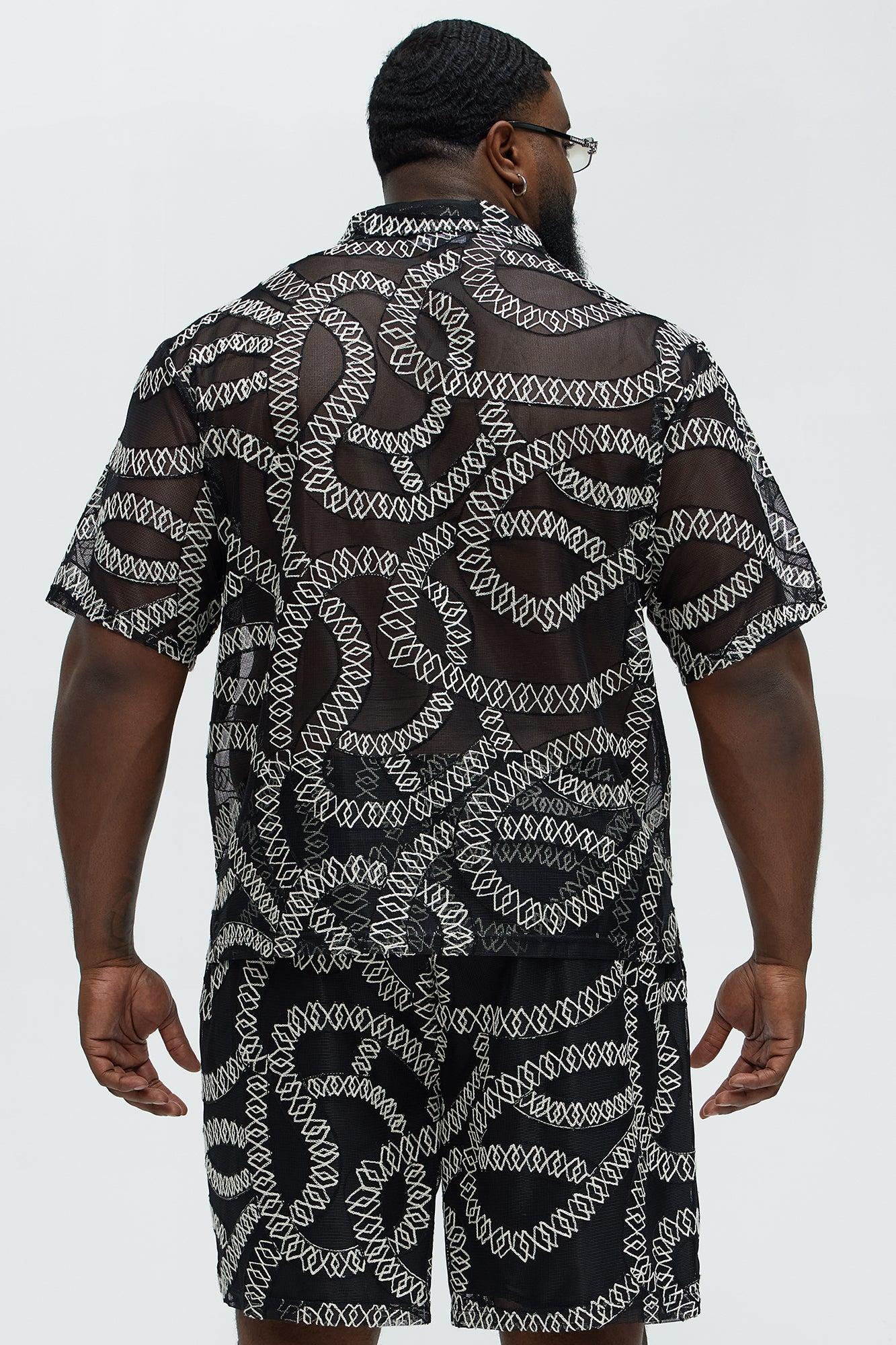 Embroidered Netting Shirt - Black Product Image