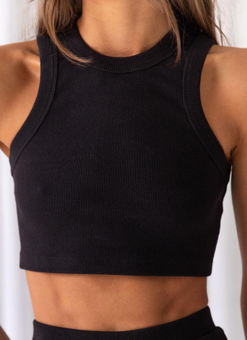 Spencer Organic Cotton Rib Tank - Black Product Image