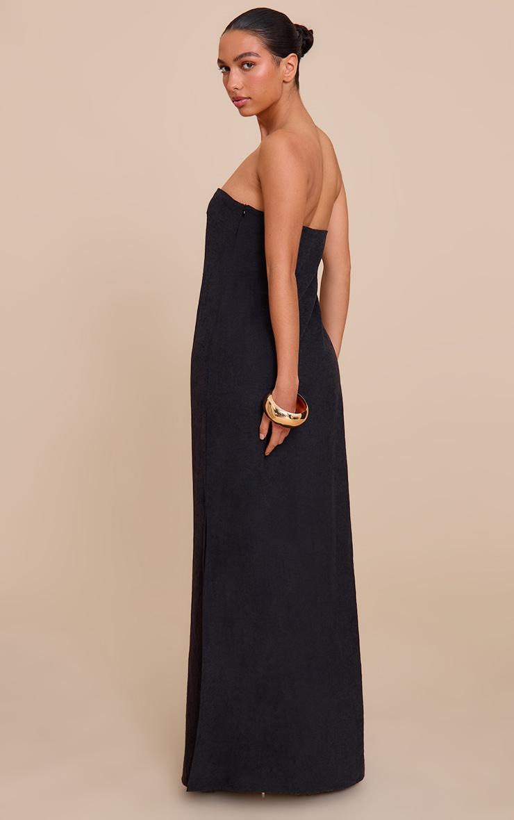 Black Textured Bandeau Column Maxi Dress Product Image