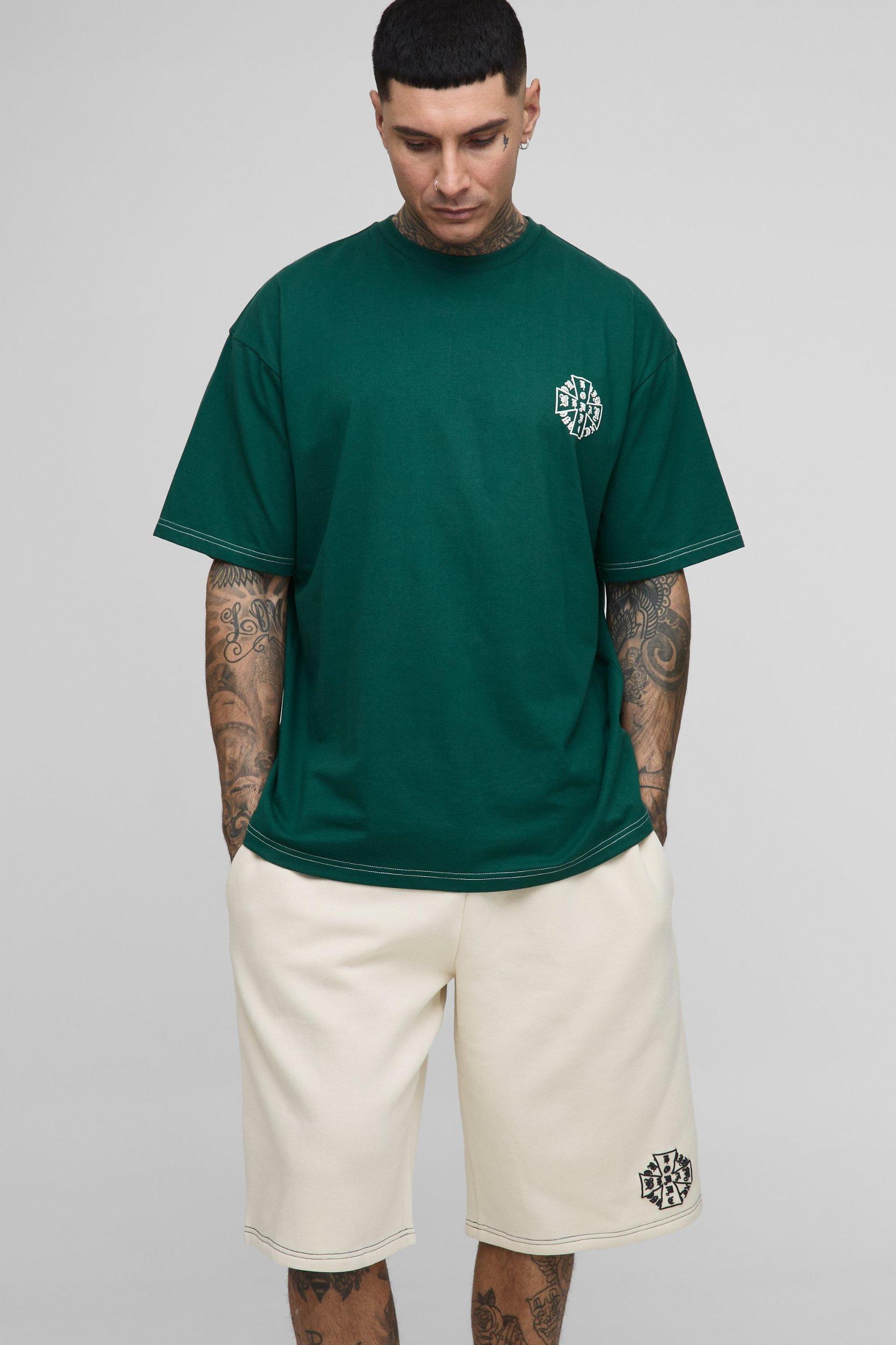 Tall Oversized Homme Puff Print T-Shirt & Short Set | boohooMAN USA Product Image