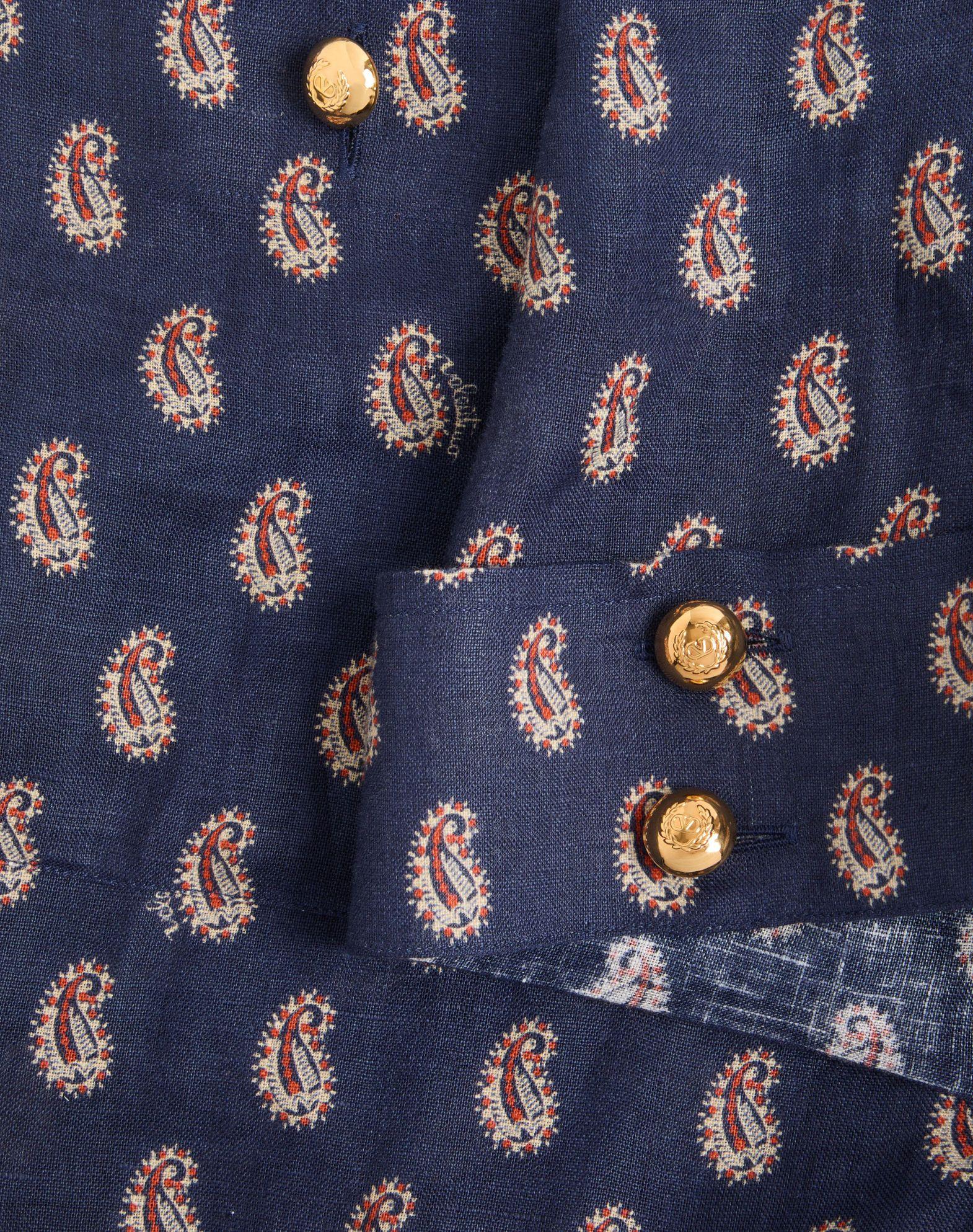 Lightweight Linen Shirt With Voyage Imaginaire Print Product Image