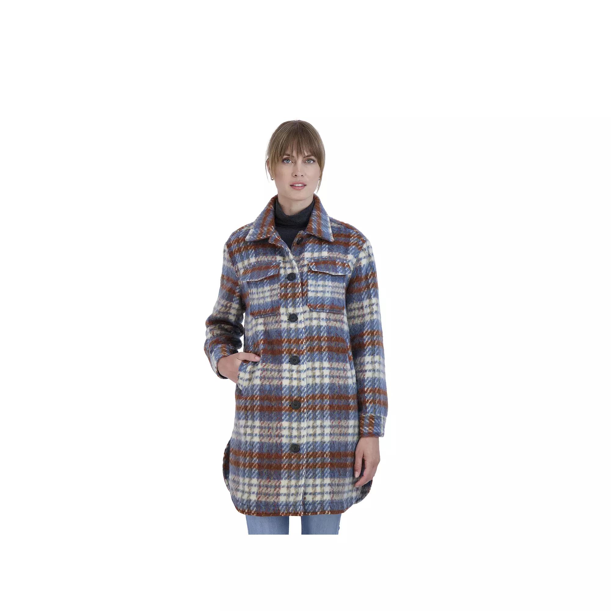 Women's Sebby Collection Plaid Shacket, Size: XL, Blue Red Product Image