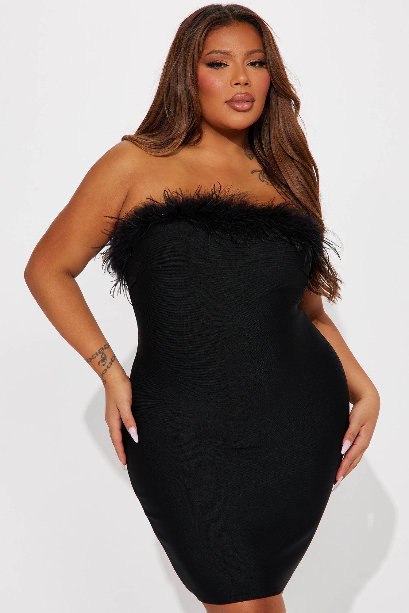 Amber Feather Mini Dress - Black Product Image