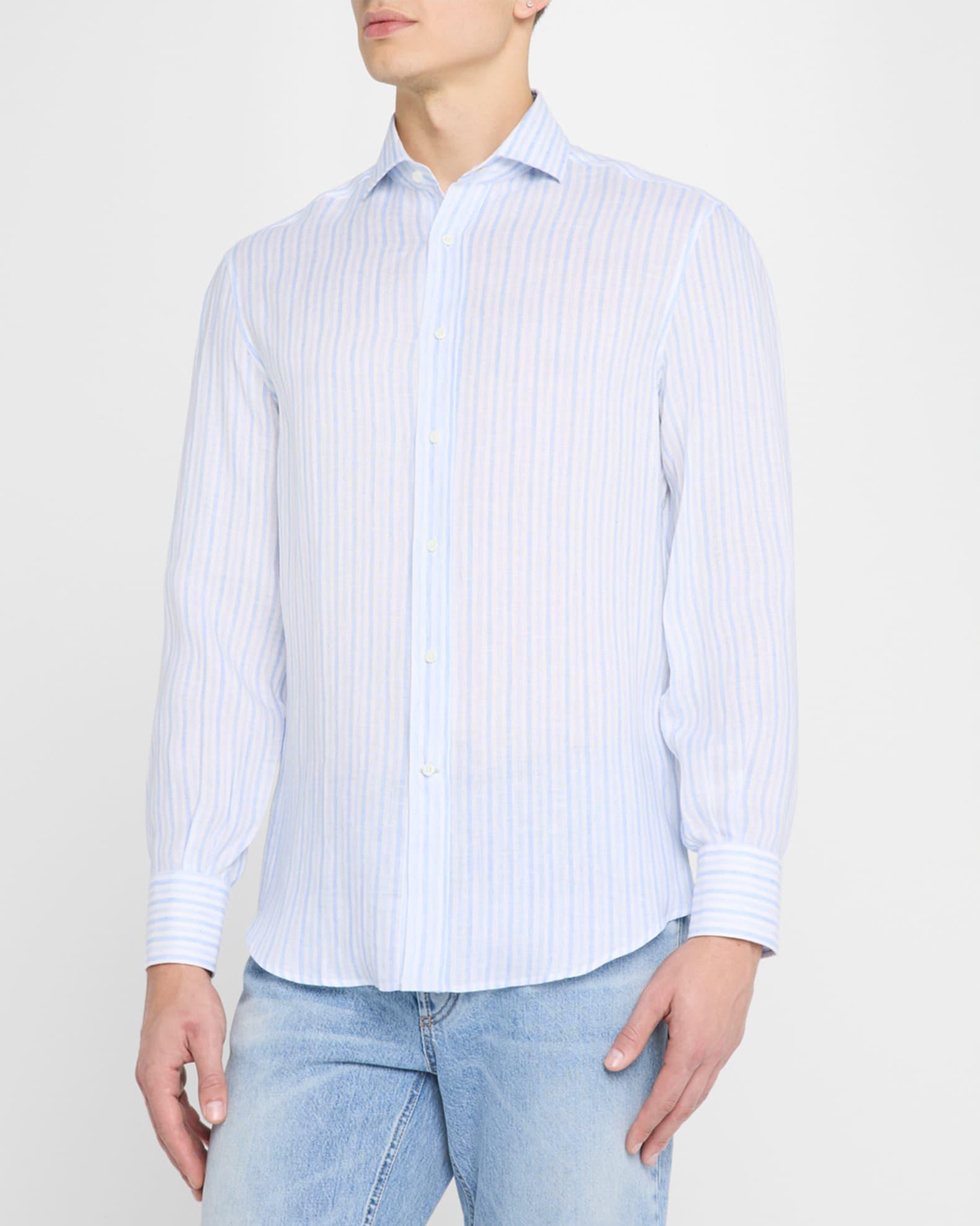 Men's Linen Multi-Stripe Sport Shirt Product Image