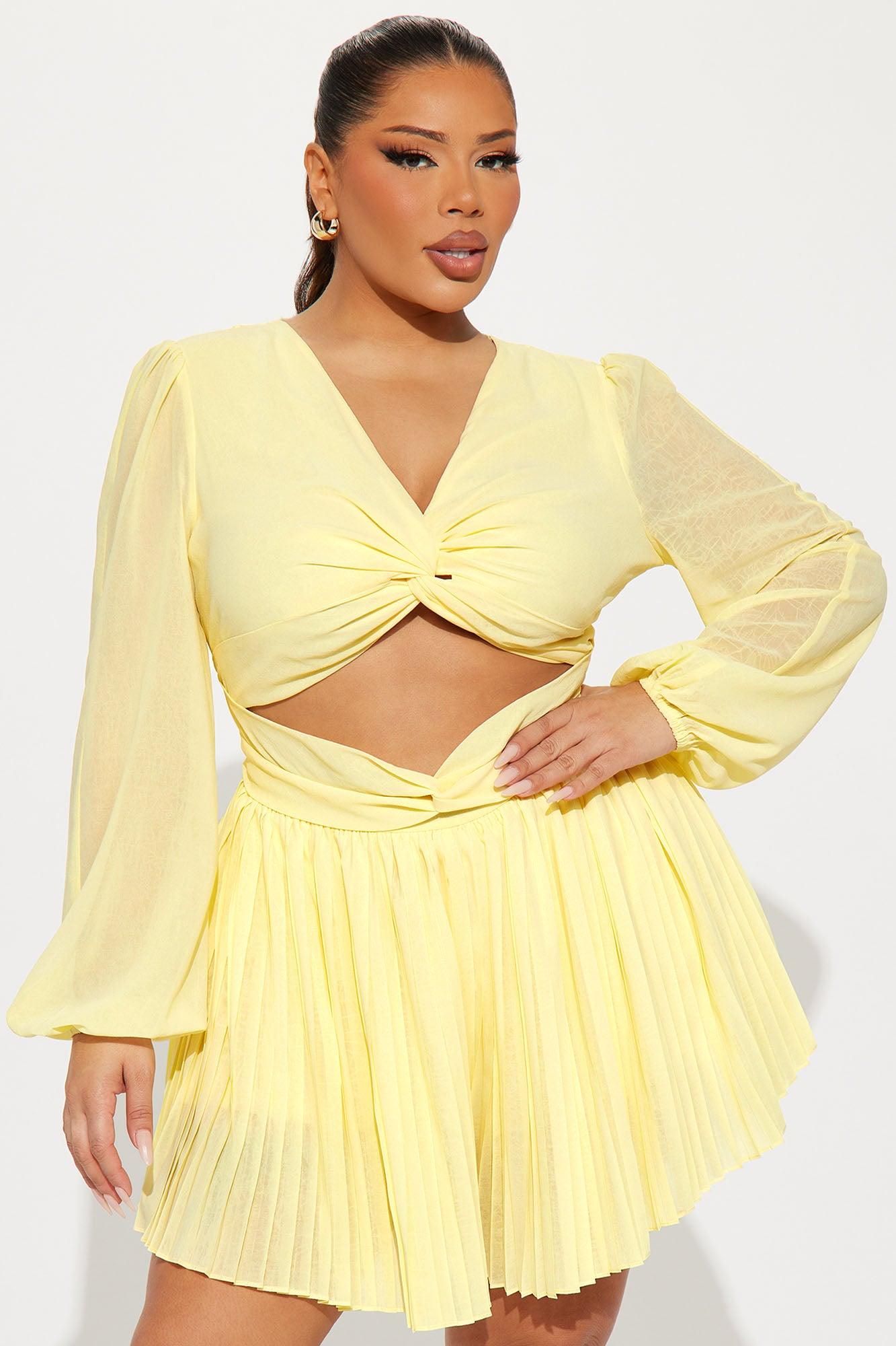Not Today Pleated Romper - Butter Yellow Product Image