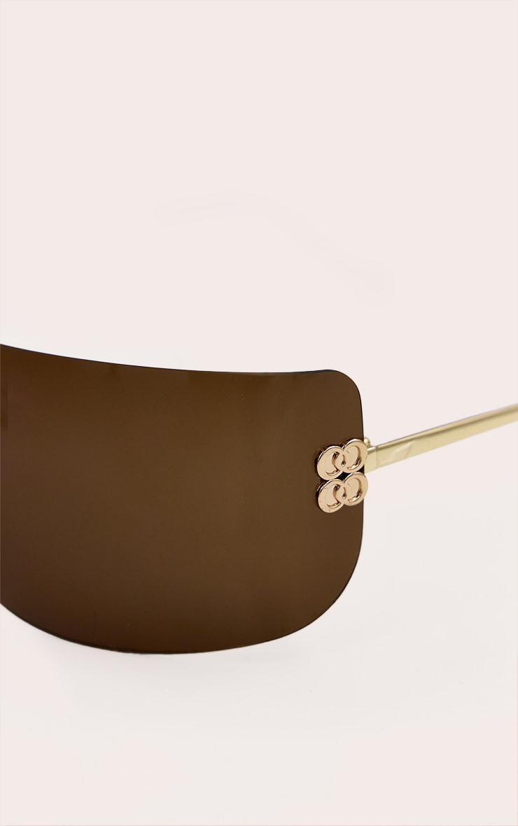 Brown Wrap Around Oversized Visor Sunglasses Product Image