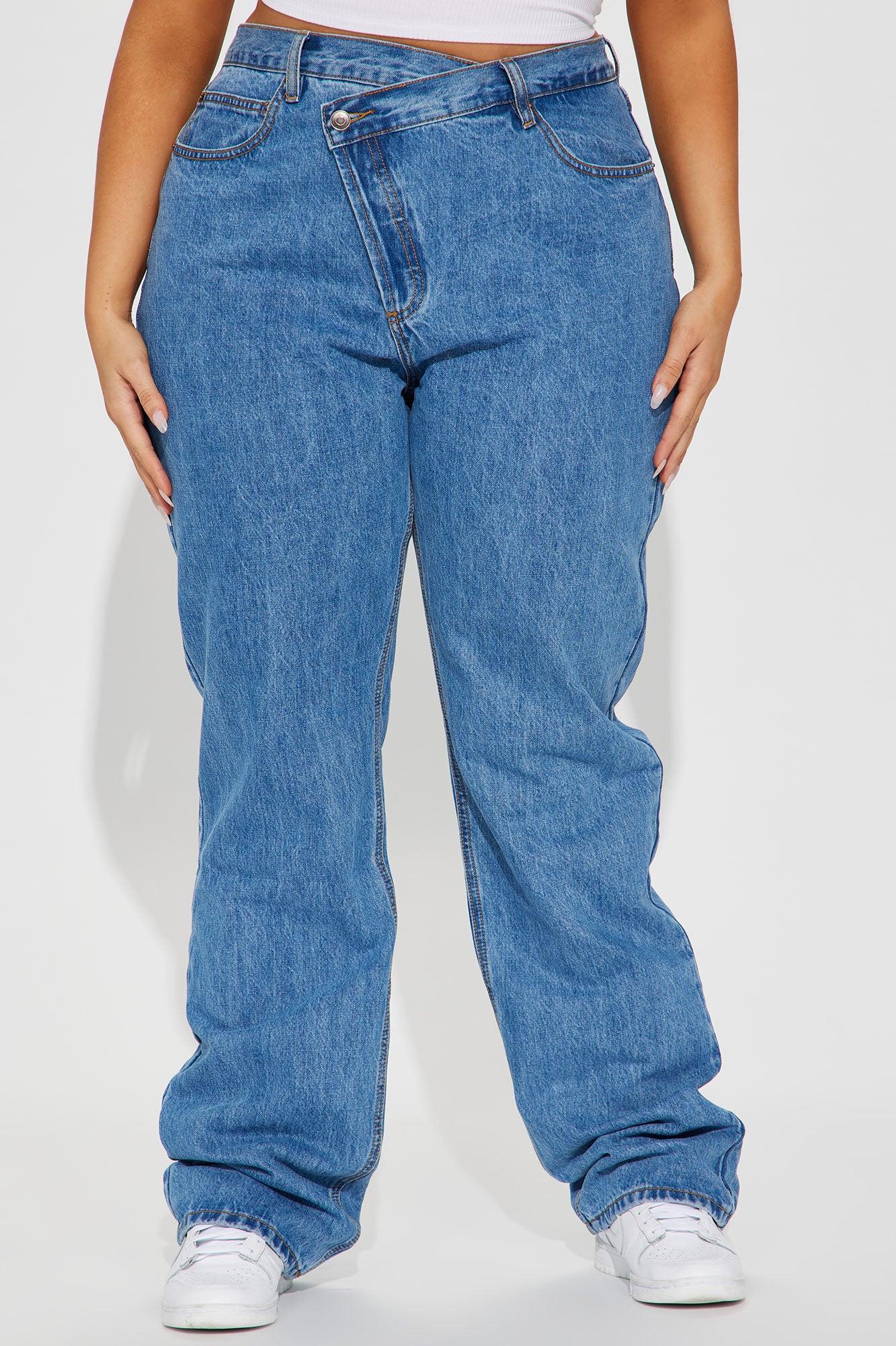 Tall Crossover Straight Leg Jeans - Medium Wash Product Image