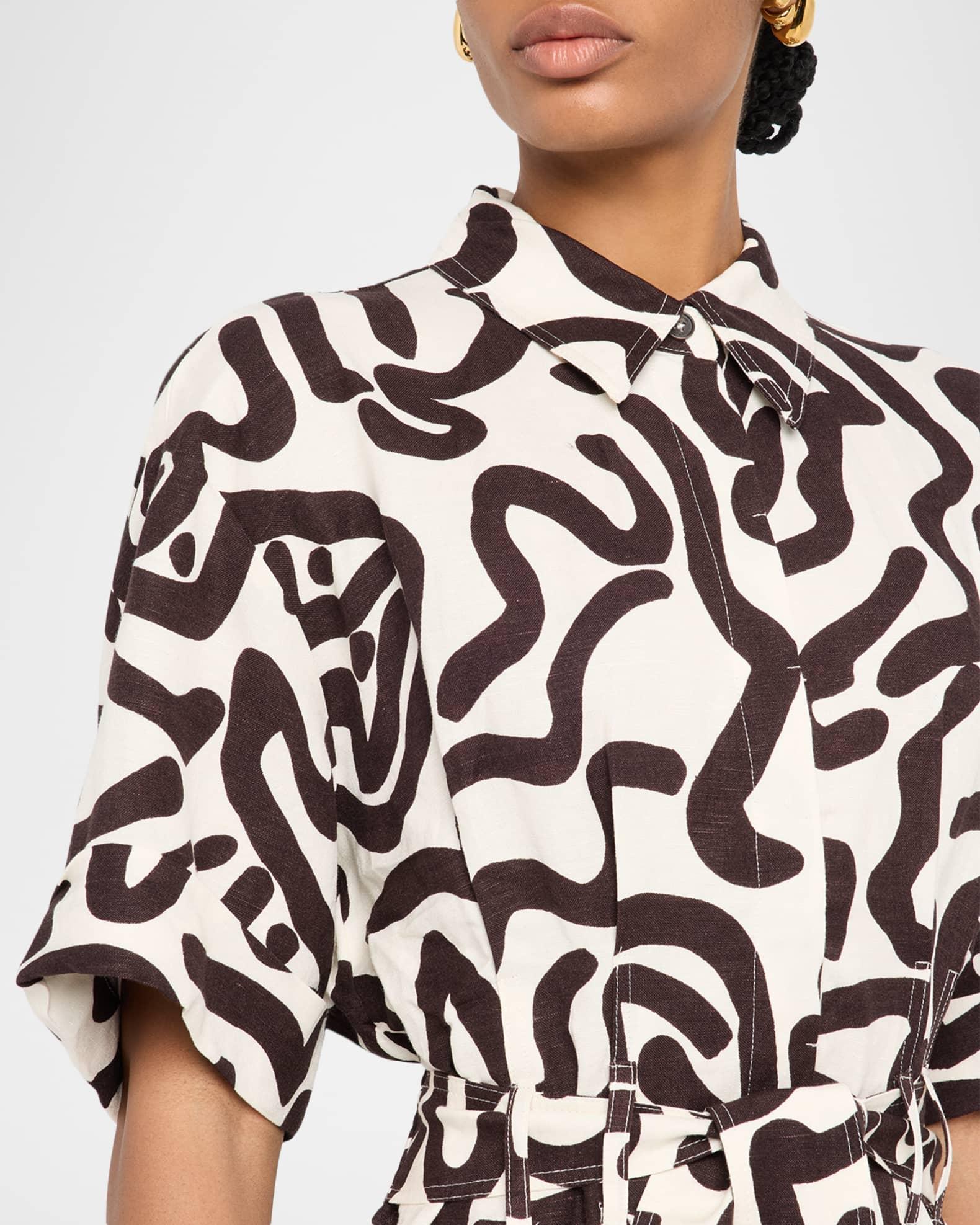 Camelia Printed Short-Sleeve Open-Back Mini Dress Product Image