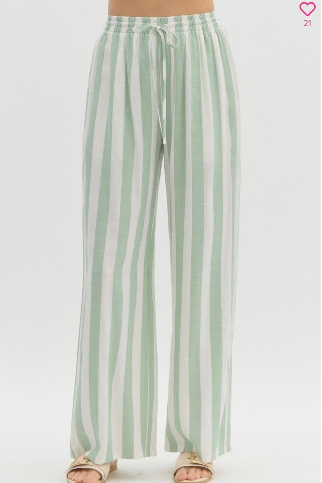 Pants, Green Striped Product Image