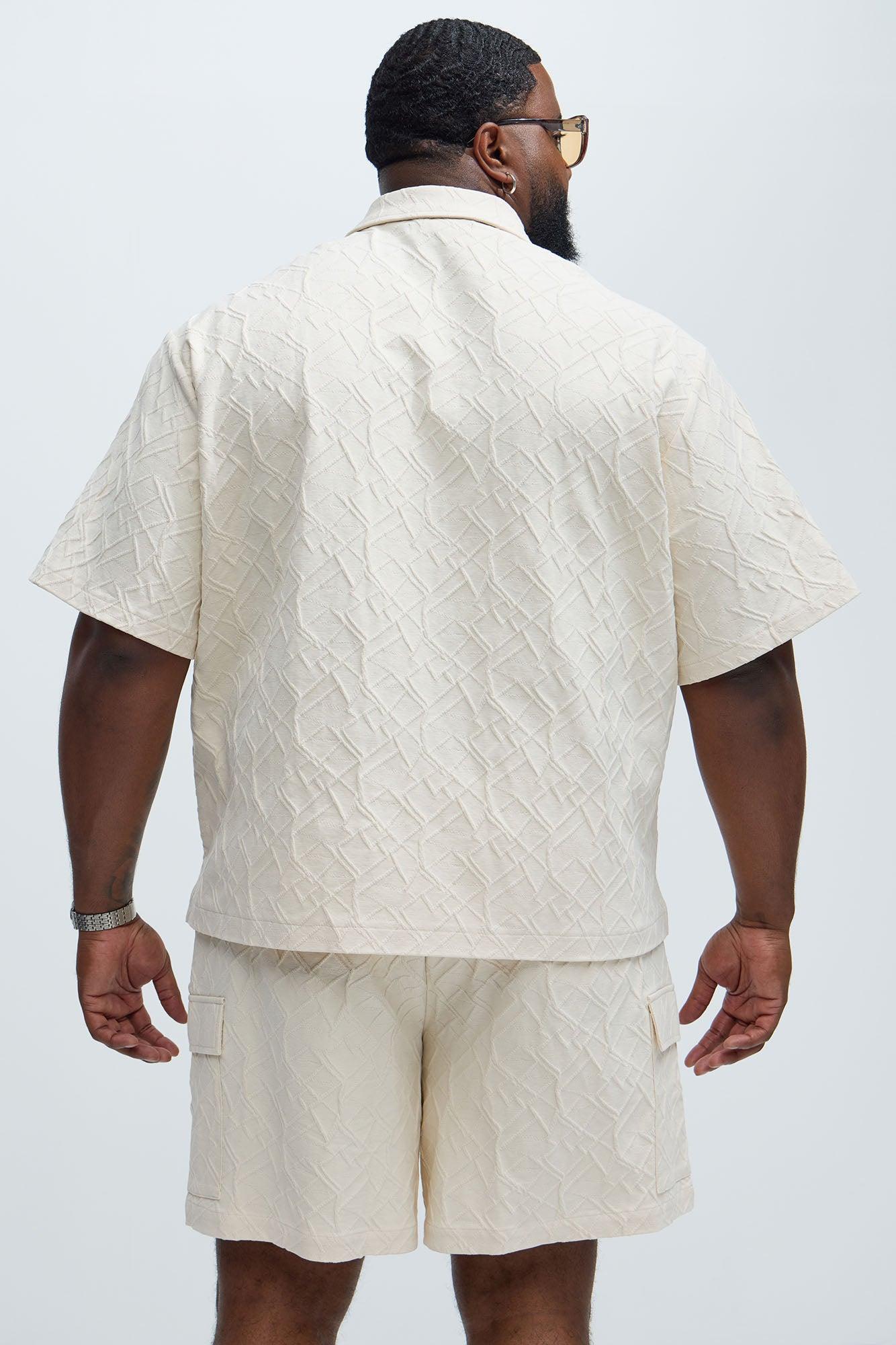 Gerrish Textured Boxy Shirt - Cream Product Image